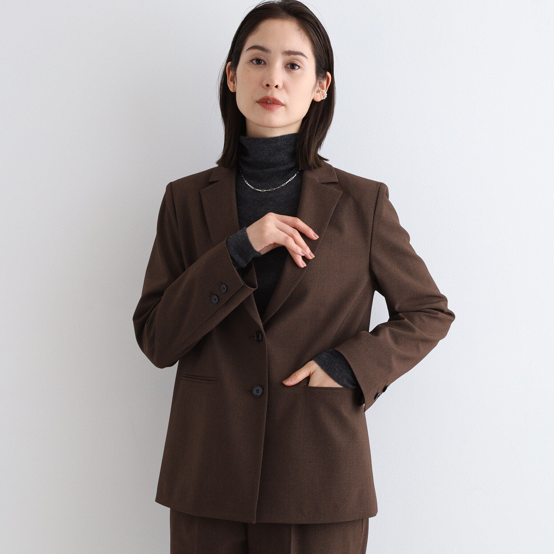 INDIVI「【日本製／SETUP可能】ゆるシルエットジャケット」|スーツ|ブラウン(944)