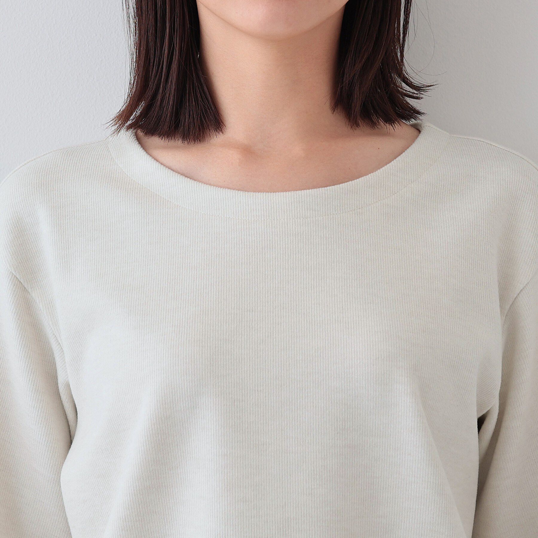 INDIVI「【洗える／UVケア／SETUP可能】メランジ調フェイクファー切り替えトップス」|Tシャツ・カットソー|