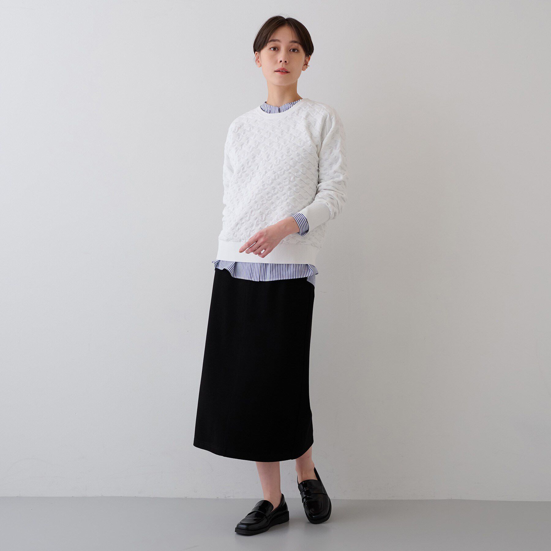 INDIVI「【洗える／UVケア／SETUP可能】メランジ調ニットライクIラインスカート」|スカート|