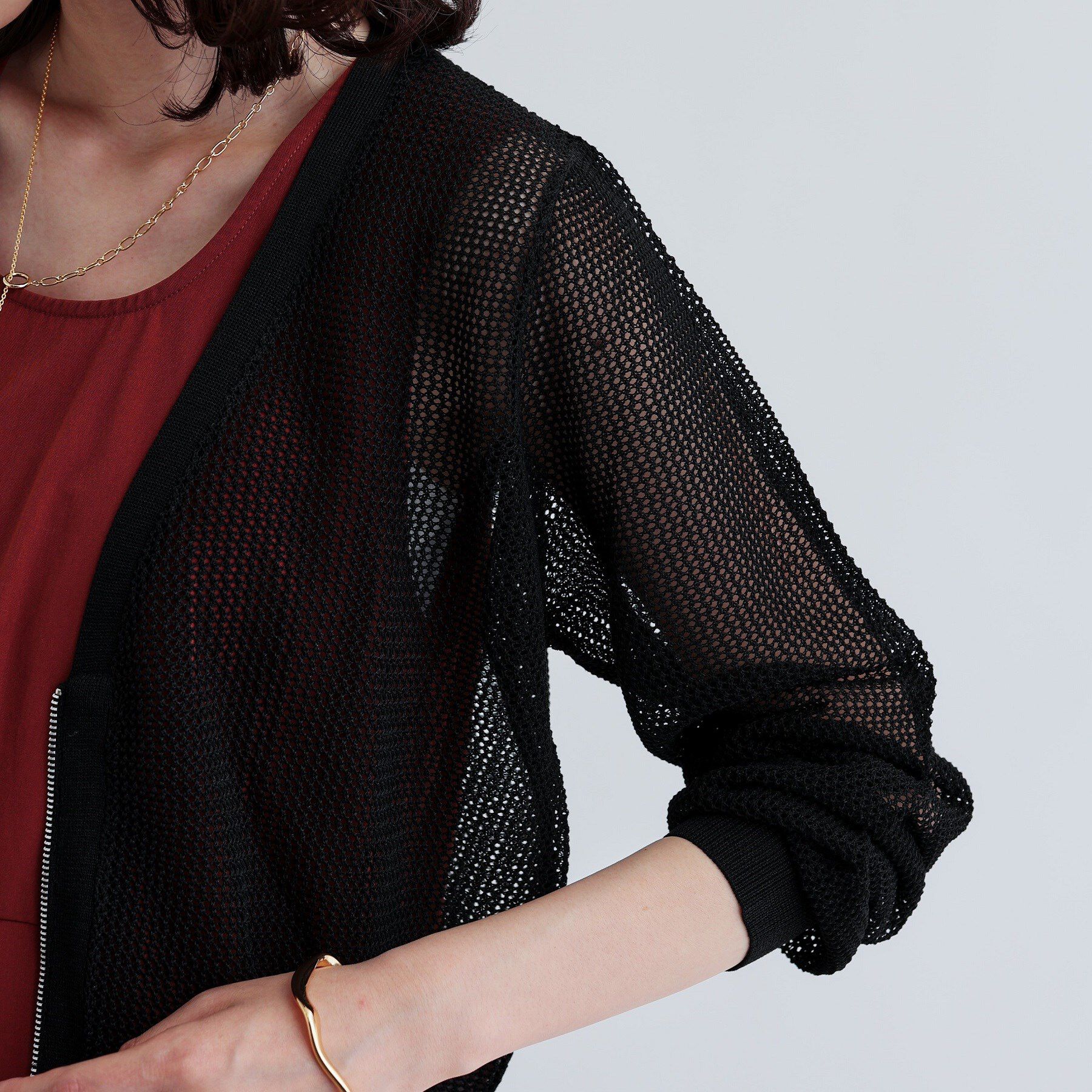 GALLEST「【再入荷】メッシュジップカーディガン」|カーディガン|