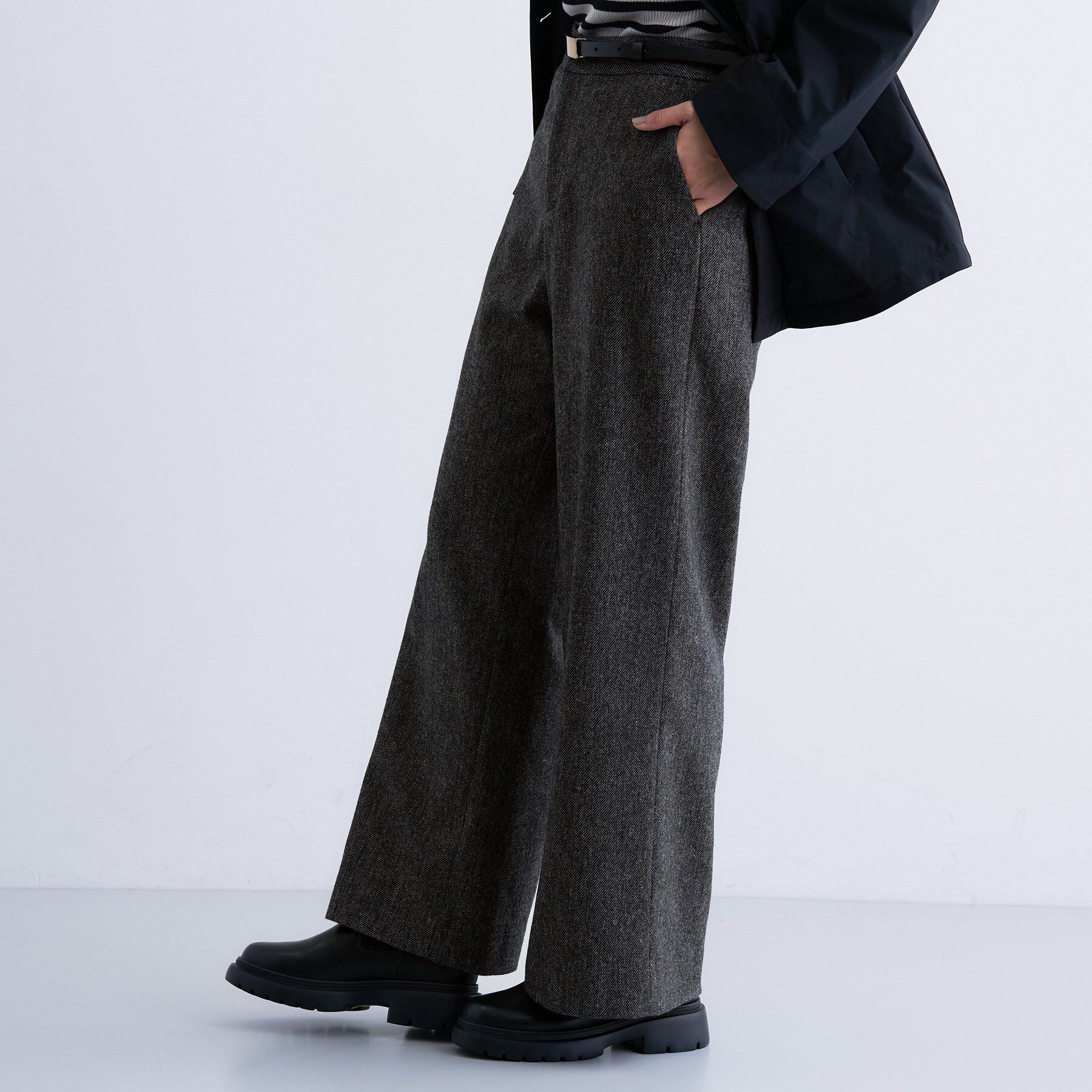 INDIVI「【褒められパンツ／ウール混】ウォームウール ワイドパンツ」|その他|