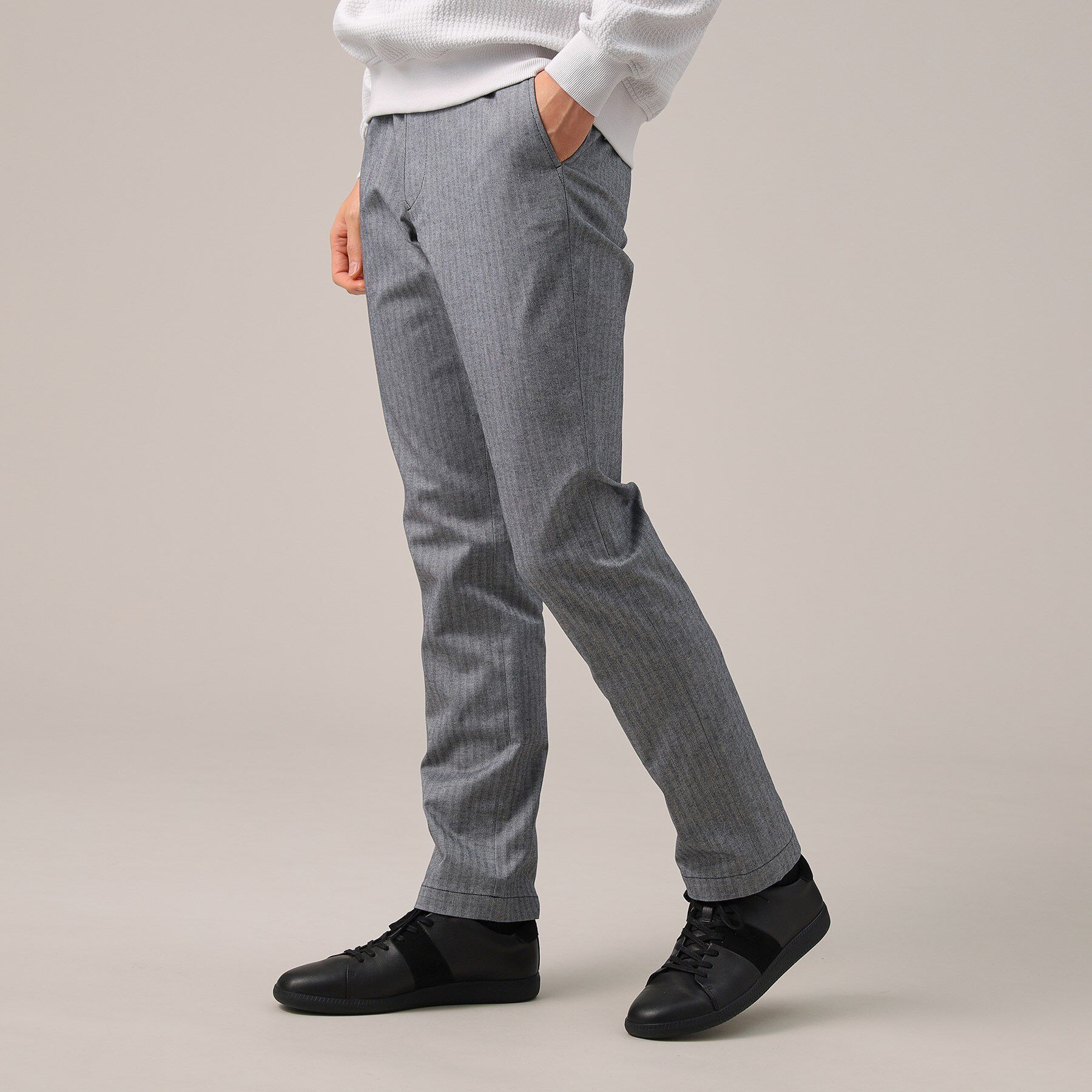 TAKEO KIKUCHI「【Made in JAPAN】播州織 ヘリンボン ストレート パンツ」|その他|グレー(012)