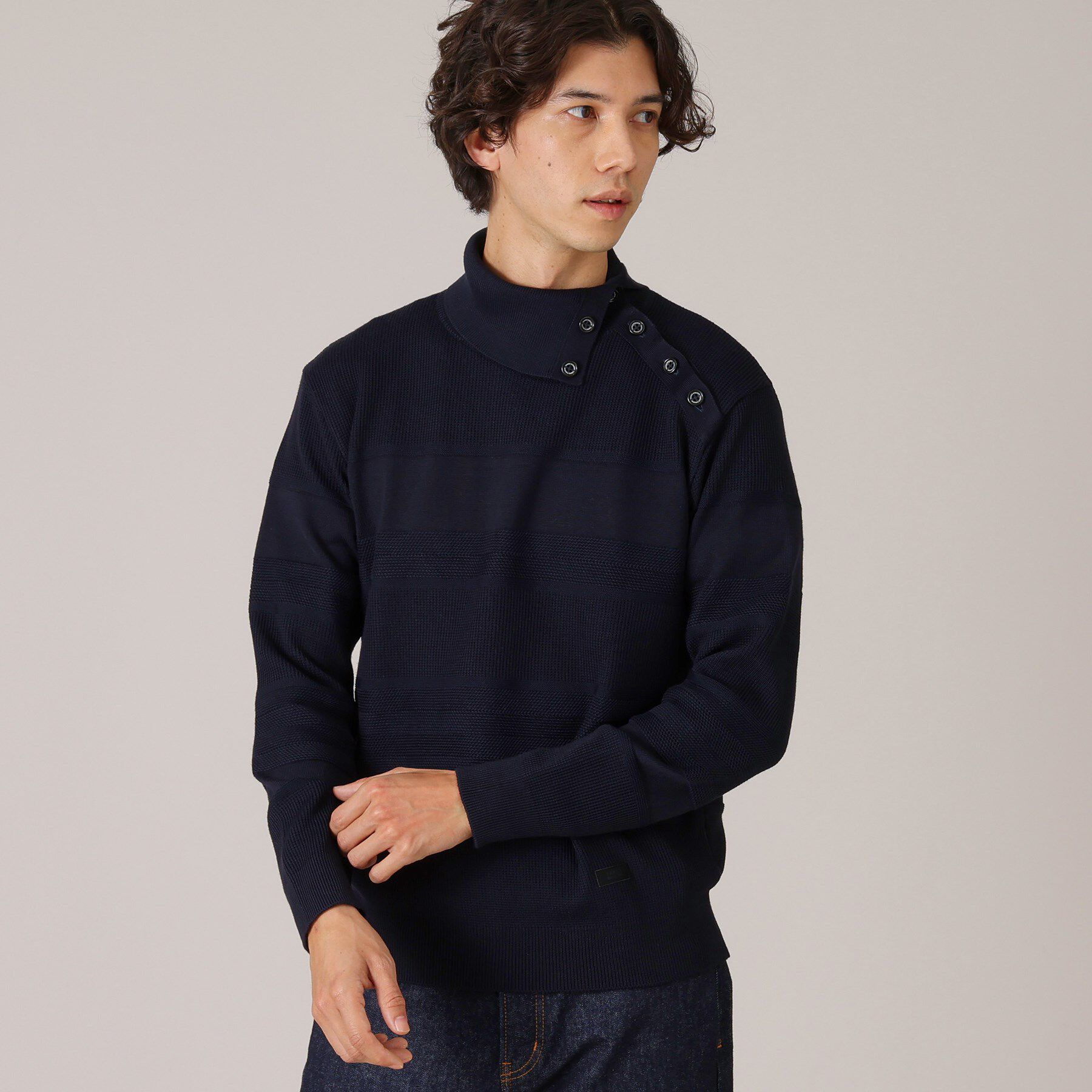 TAKEO KIKUCHI「【Made in JAPAN】ボタン タートルネック ニット」|ニット・セーター|