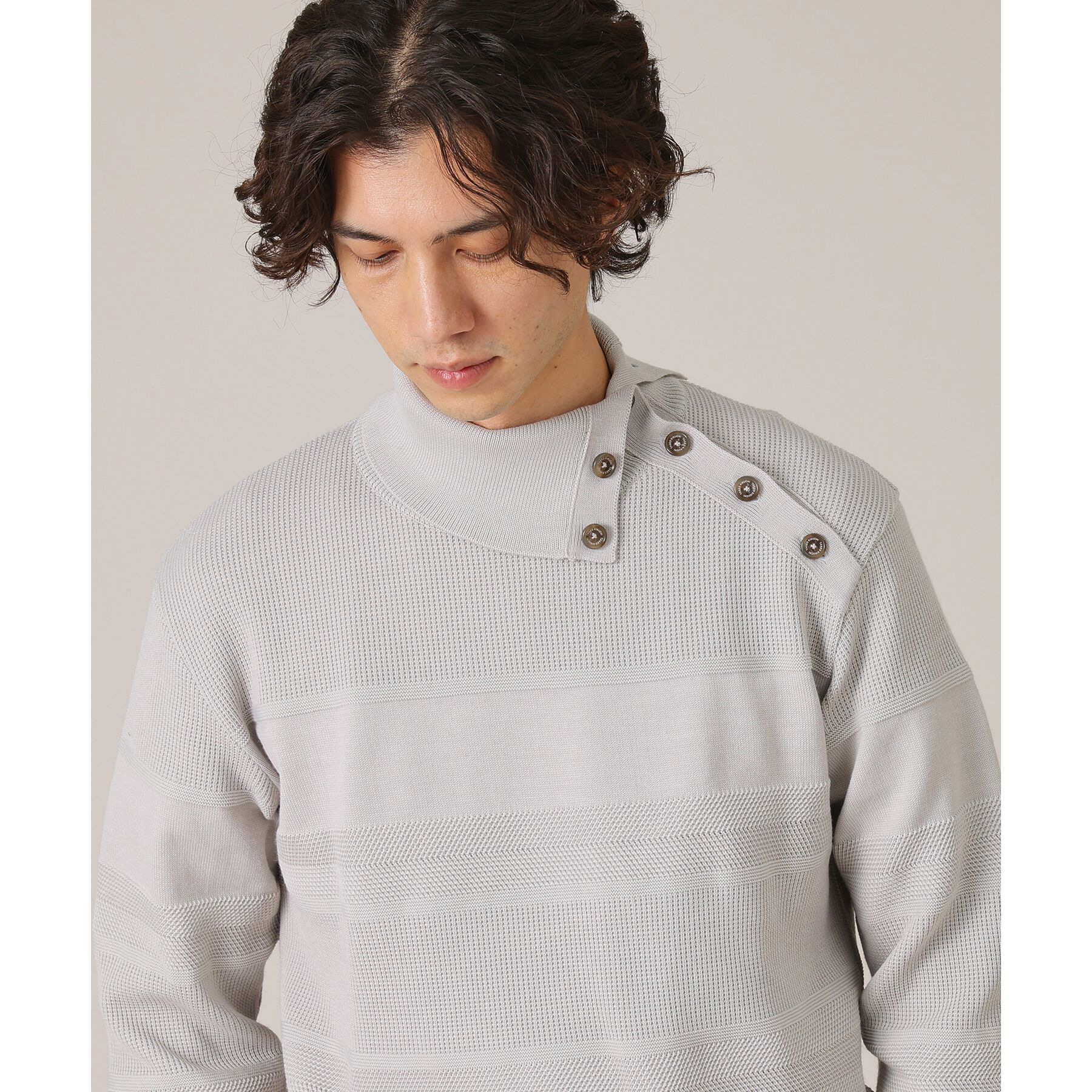 TAKEO KIKUCHI「【Made in JAPAN】ボタン タートルネック ニット」|ニット・セーター|