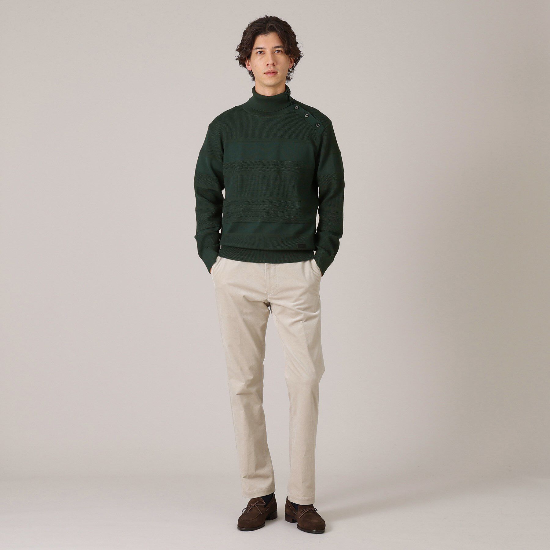 TAKEO KIKUCHI「【Made in JAPAN】ボタン タートルネック ニット」|ニット・セーター|