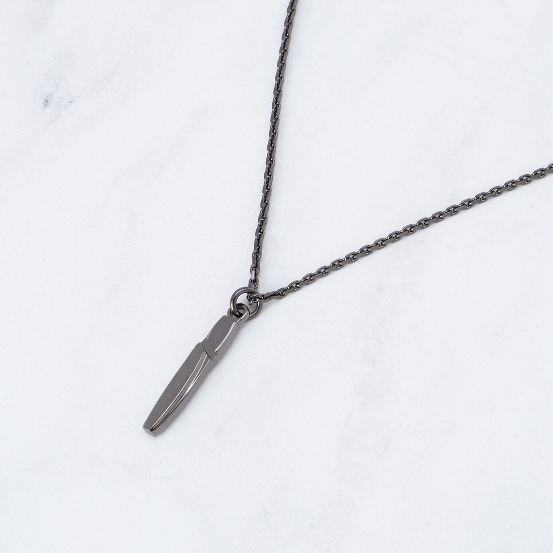 TAKEO KIKUCHI「【Made in JAPAN】テーパーコントラスト ネックレス」|ネックレス|ブラックシルバー(0