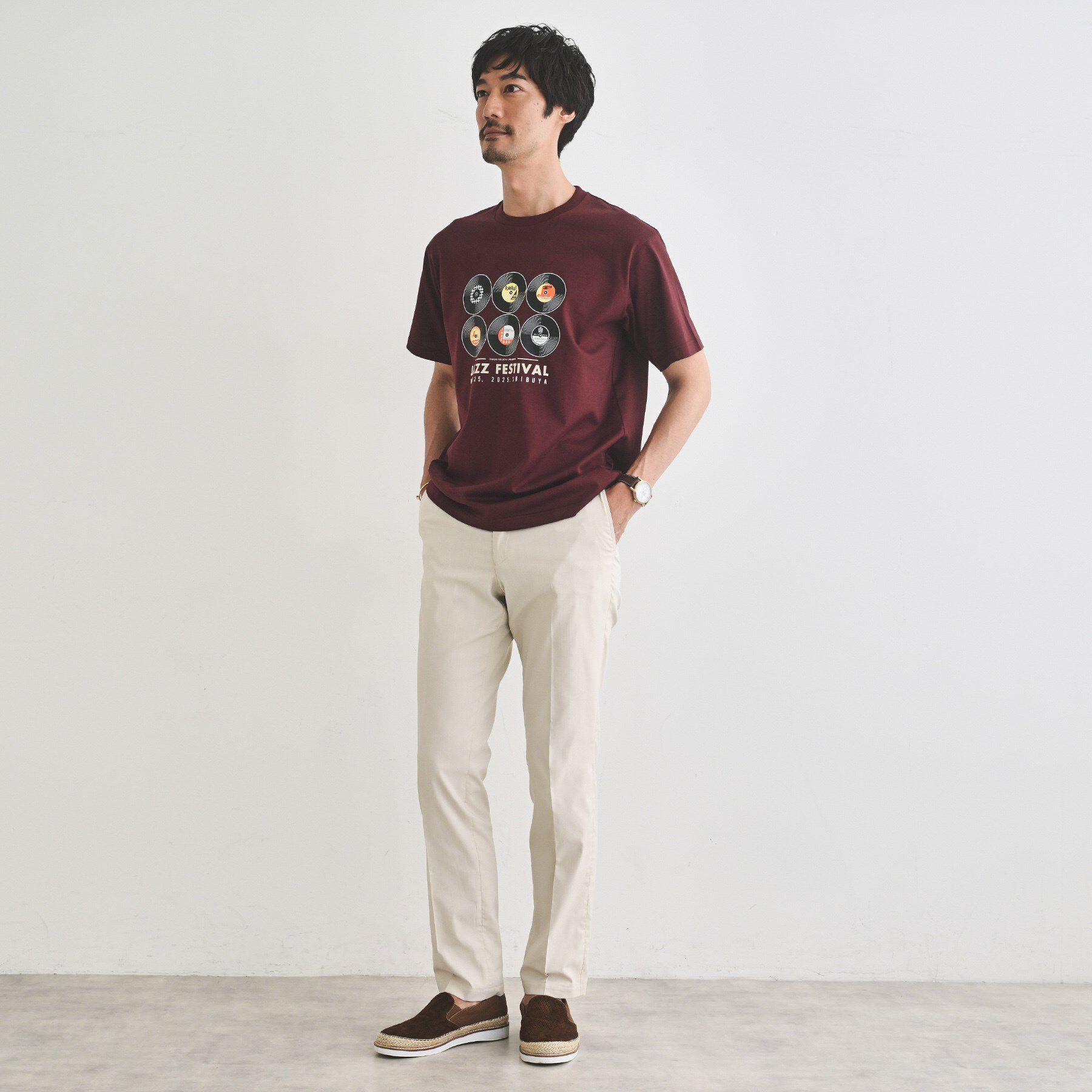 TAKEO KIKUCHI「レコードプリント 天竺 Tシャツ」|Tシャツ・カットソー|