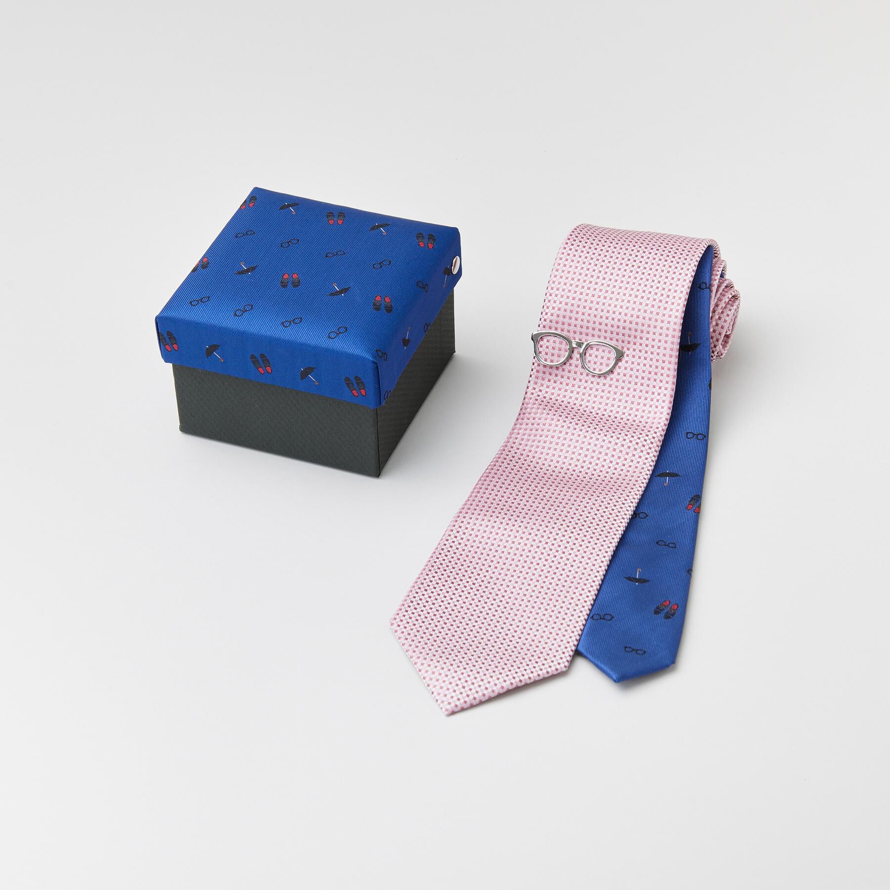 TAKEO KIKUCHI「【BOXセット】バスケットムジチェンジネクタイ&times;眼鏡型タイバー」|ネクタイ・蝶ネクタイ|ピンク(072)