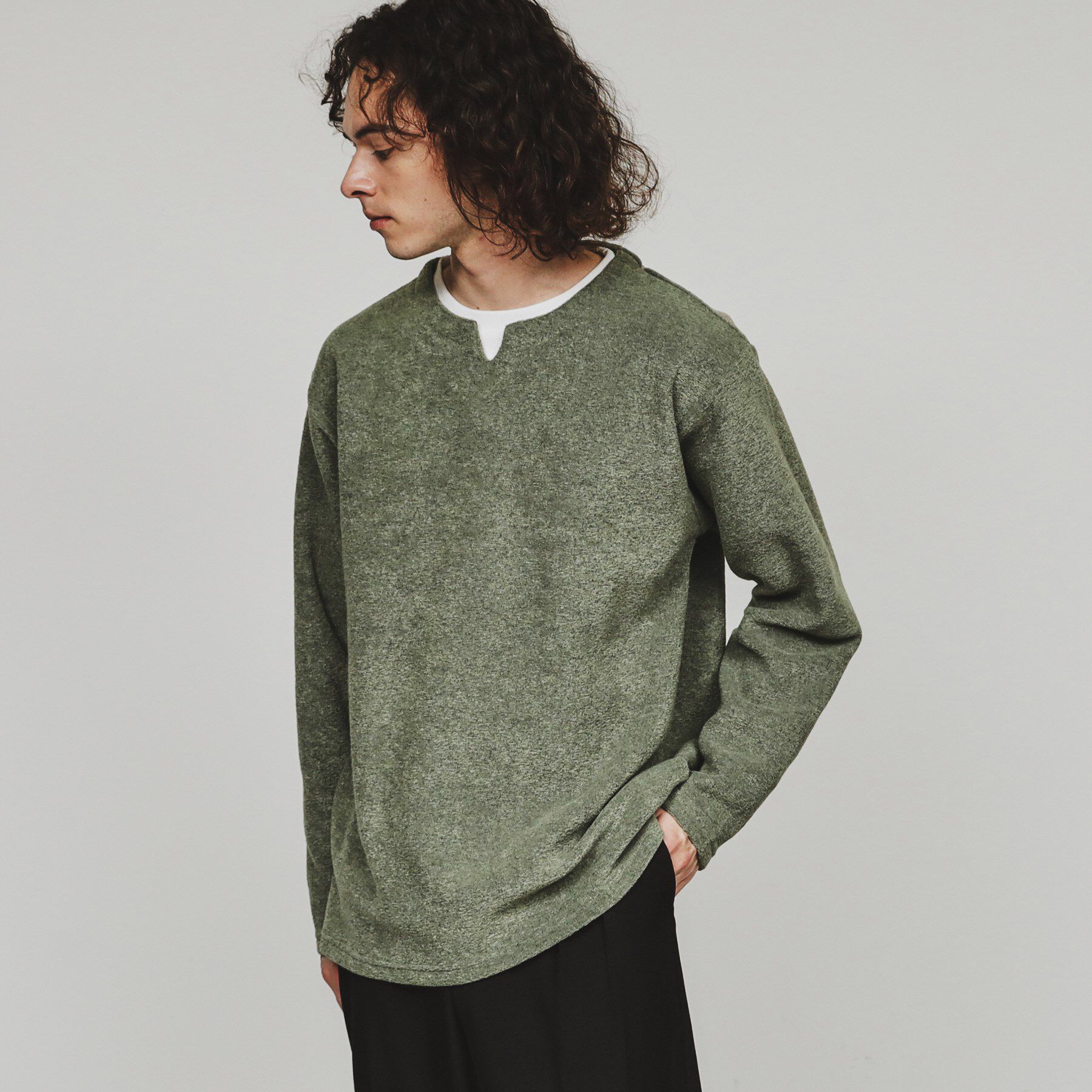 tk.TAKEO KIKUCHI「ブークレフェイクレイヤードカットソー」|Tシャツ・カットソー|グリーン(022)