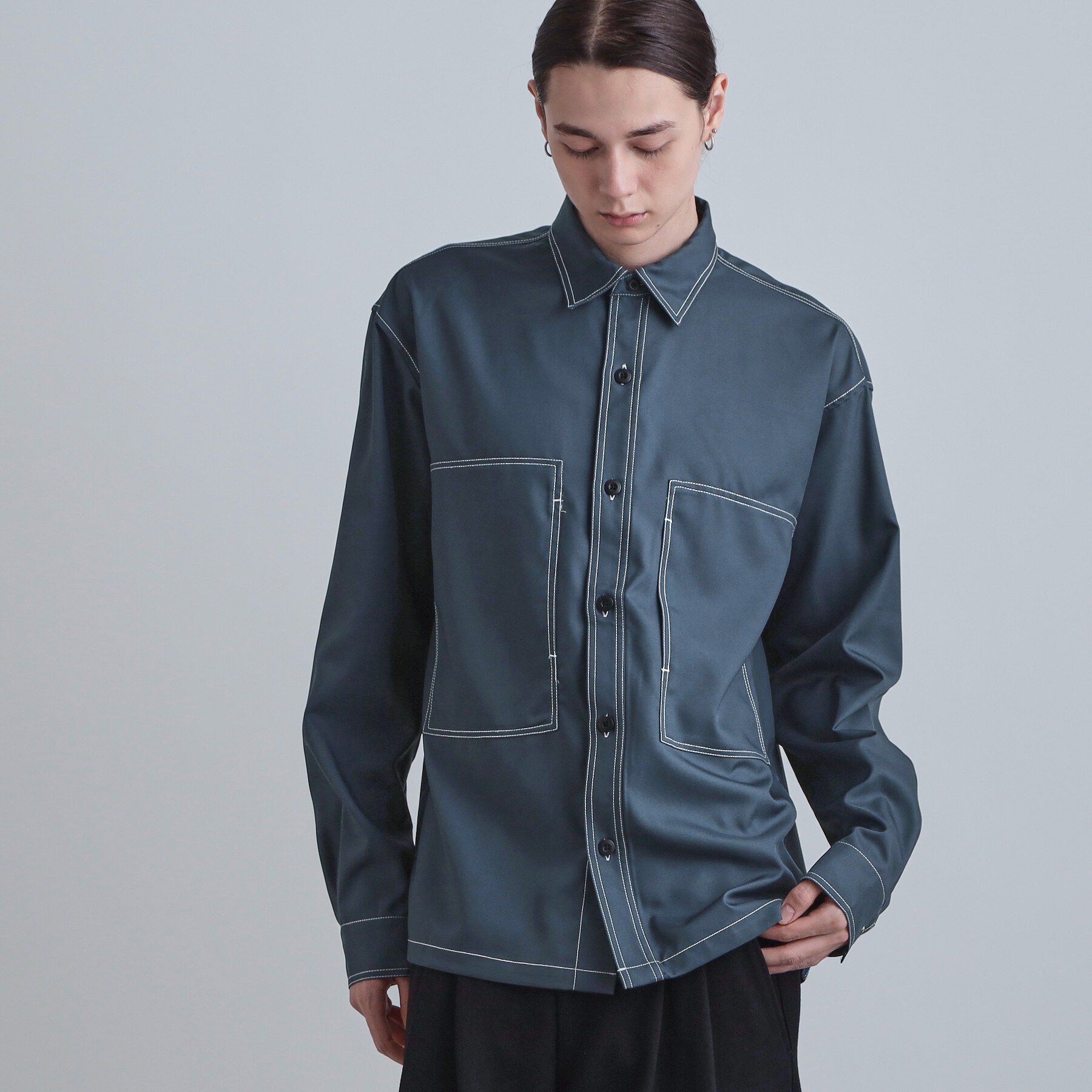 tk.TAKEO KIKUCHI「配色ステッチシャツ」|シャツ・ブラウス|ブルーグリーン(09