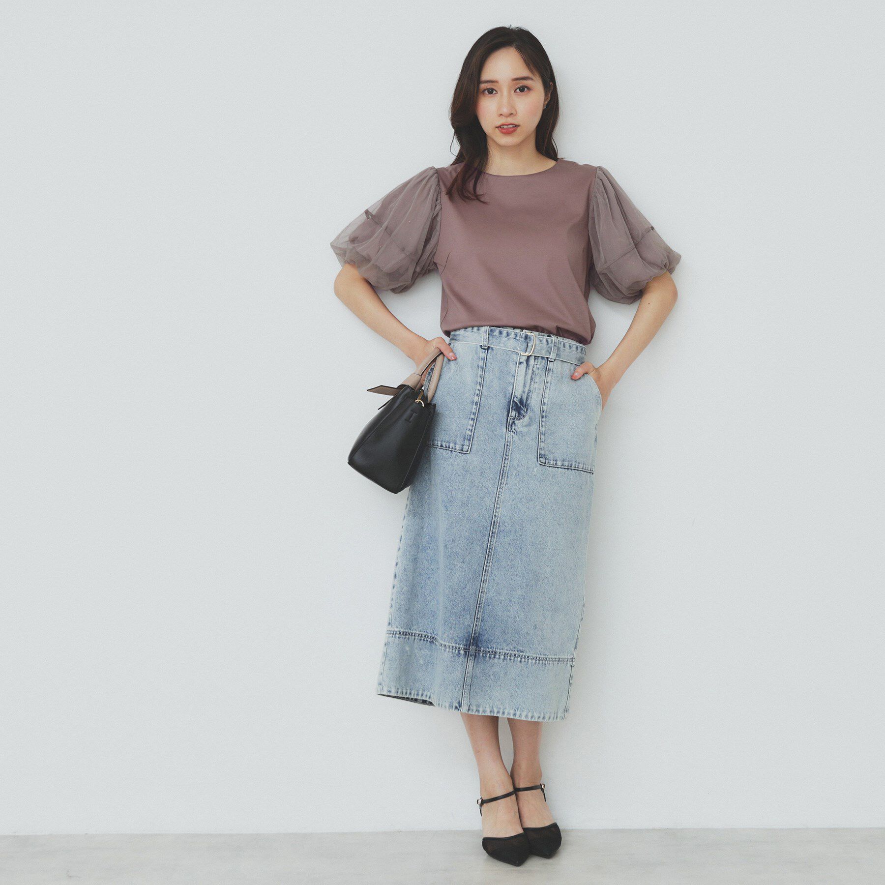 index「チュールドッキングバルーントップス【洗濯機洗い可/接触冷感】」|Tシャツ・カットソー|