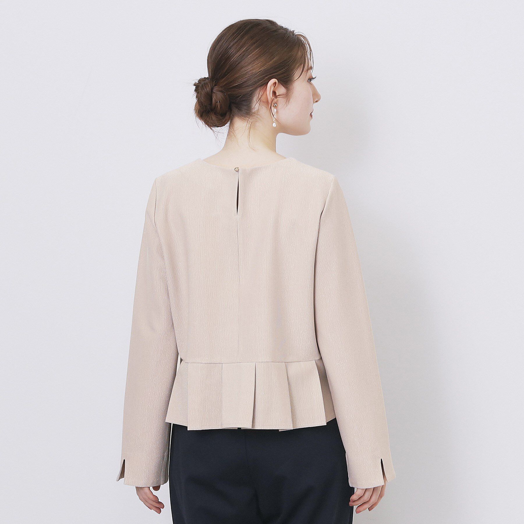 index「ストレッチペプラムラメトップス【洗濯機OK/防シワ/抗ピル】《S～3L》」|Tシャツ・カットソー|