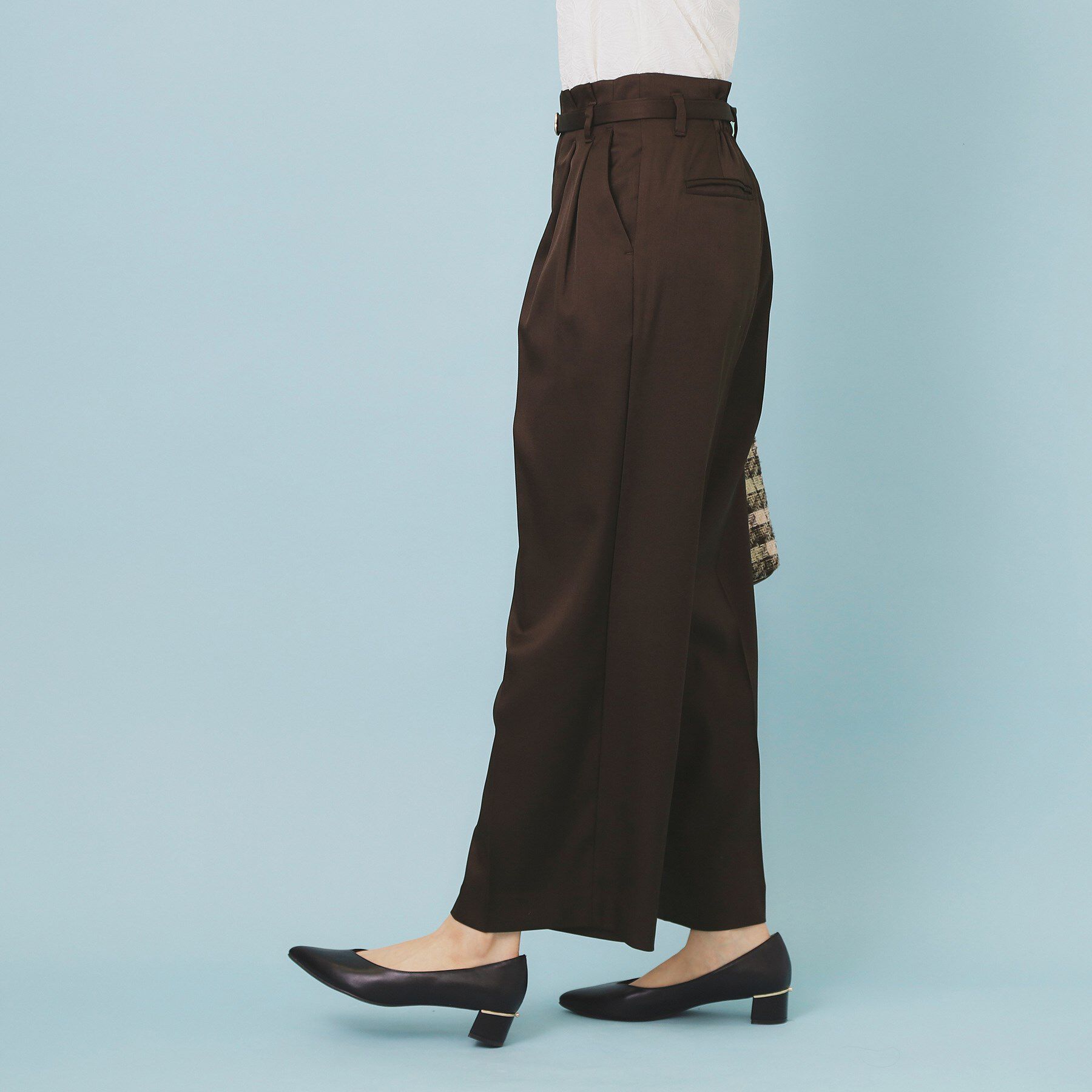 index「ベルト付き2タックワイドパンツ【洗濯機OK/ストレッチ/防シワ/イージーアイロン】」|その他|