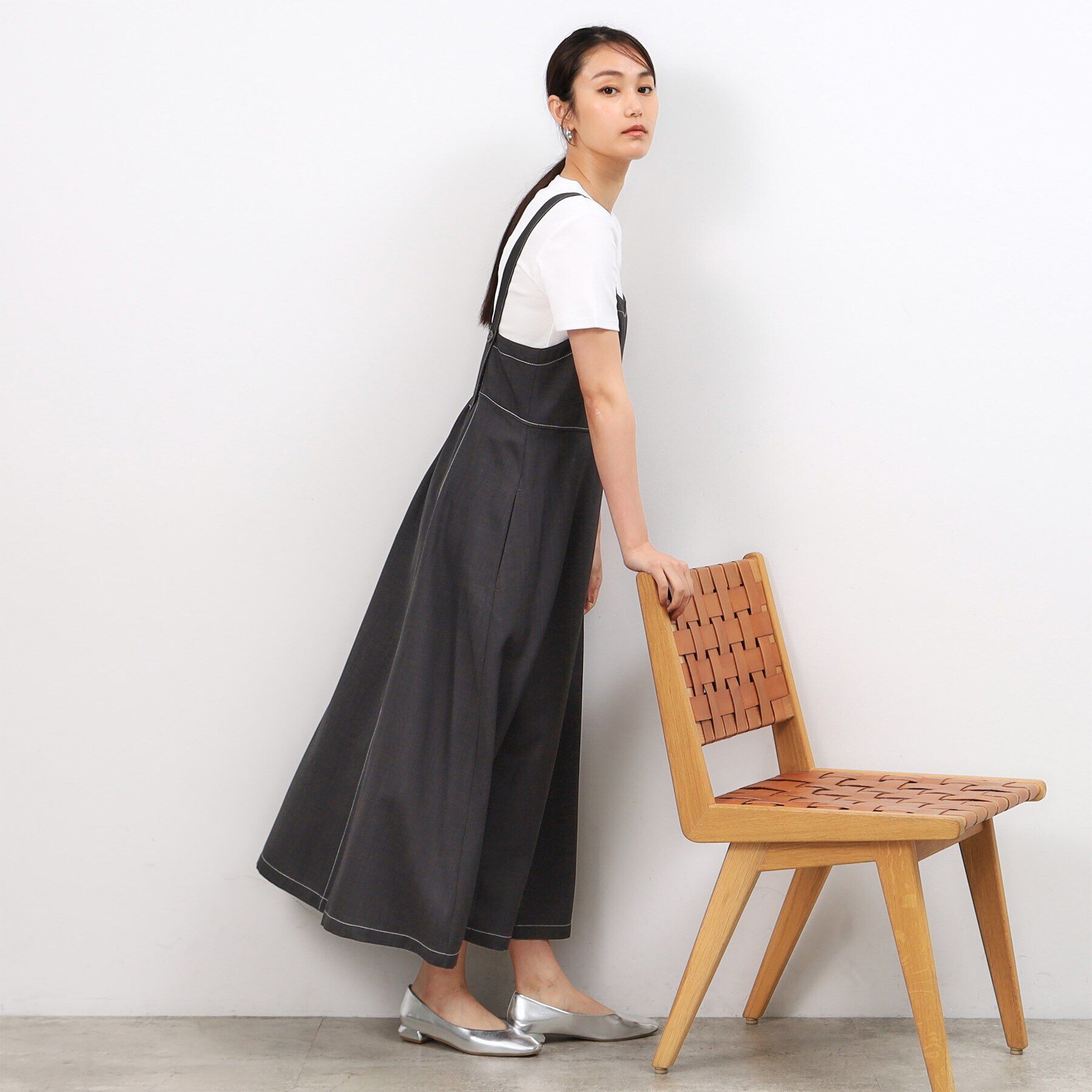 OPAQUE.CLIP「配色ステッチジャンパースカート【洗濯機洗い可】」|ワンピース|