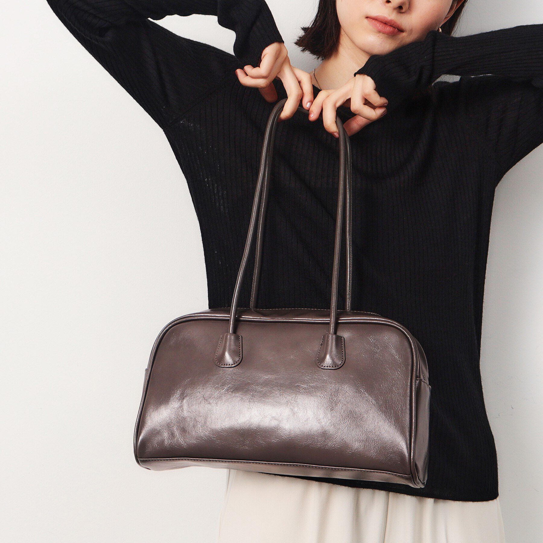 OPAQUE.CLIP「オイル調合皮ワイドボストンバッグ」|ボストンバッグ|
