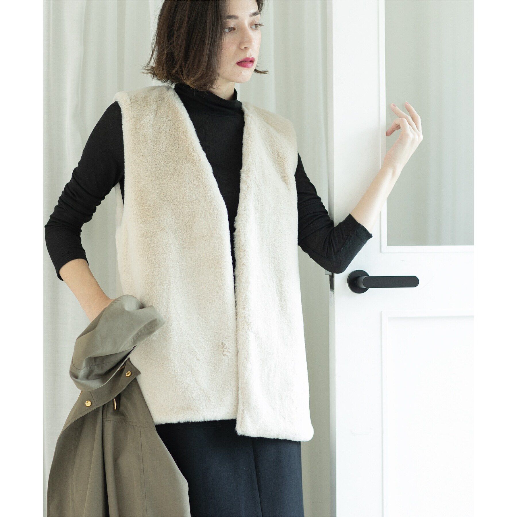 OPAQUE.CLIP「ファーベスト付き マルチWAYマウンテンパーカー【洗濯機洗い可／撥水加工／花粉対応】」|ブルゾン・スタジャン|