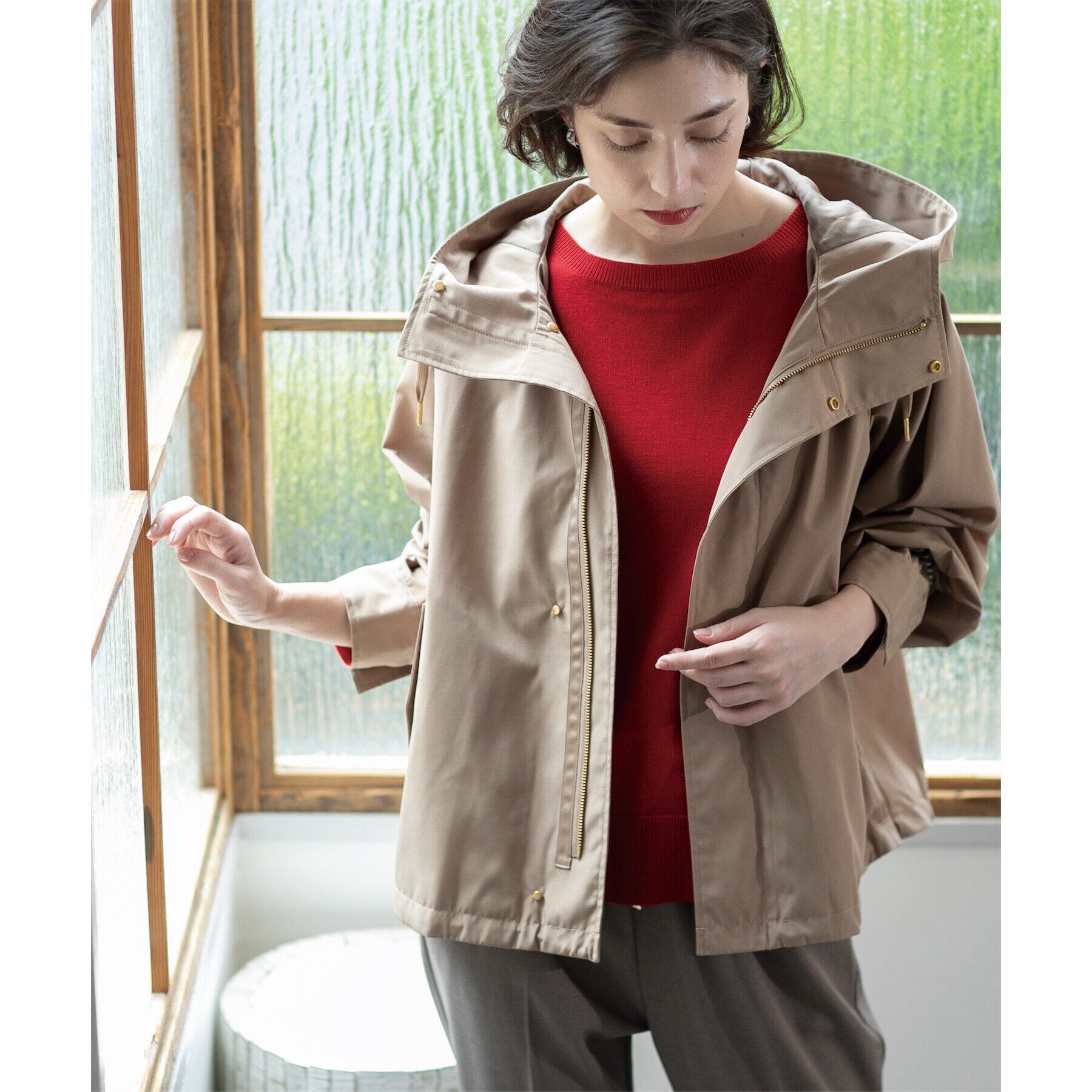 OPAQUE.CLIP「ファーベスト付き マルチWAYマウンテンパーカー【洗濯機洗い可／撥水加工／花粉対応】」|ブルゾン・スタジャン|