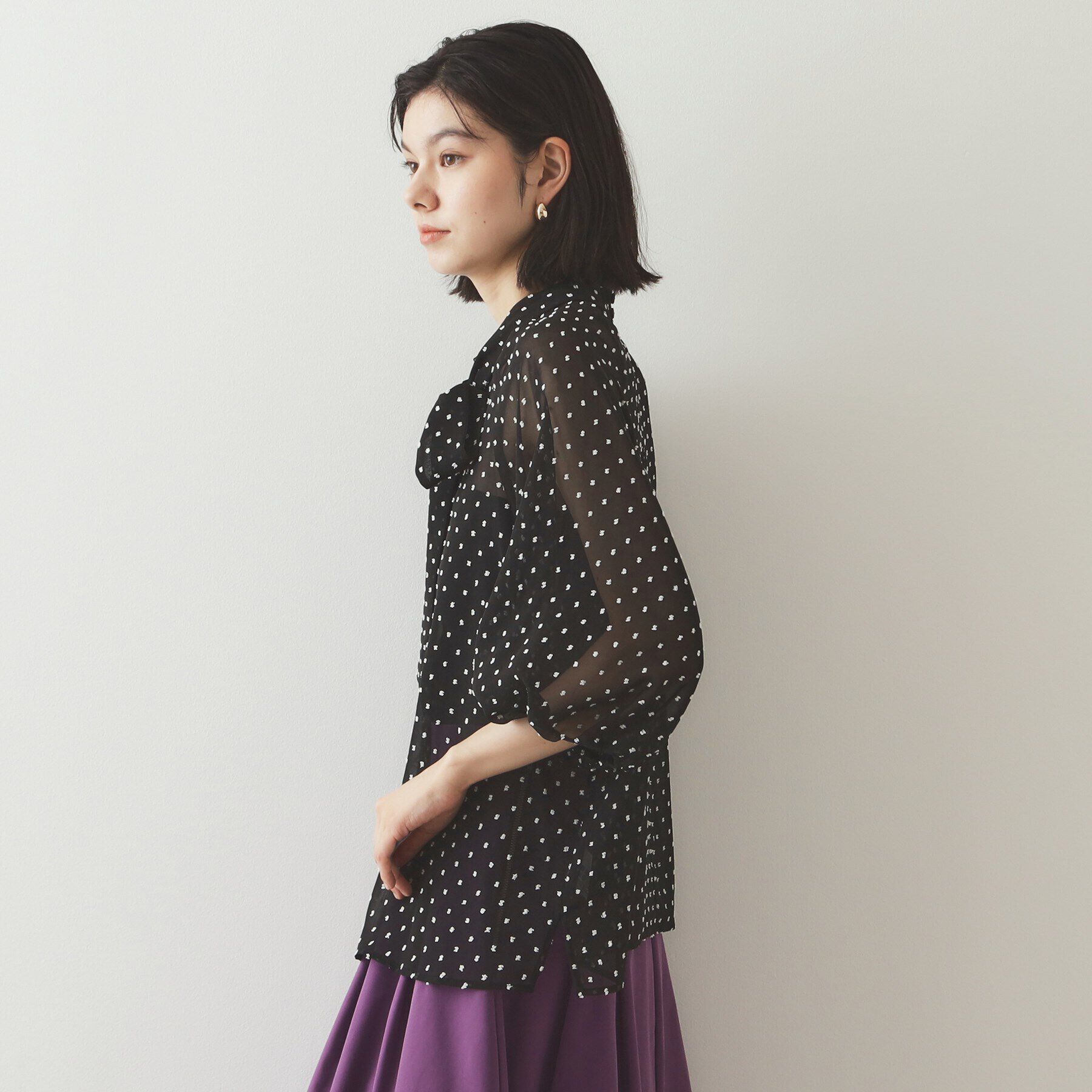 OPAQUE.CLIP「ドッドシアーボウタイブラウス【洗濯機洗い可】」|シャツ・ブラウス|