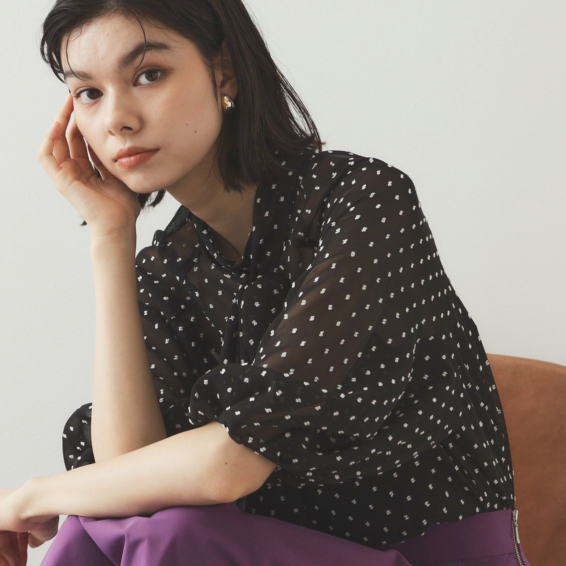 OPAQUE.CLIP「ドッドシアーボウタイブラウス【洗濯機洗い可】」|シャツ・ブラウス|