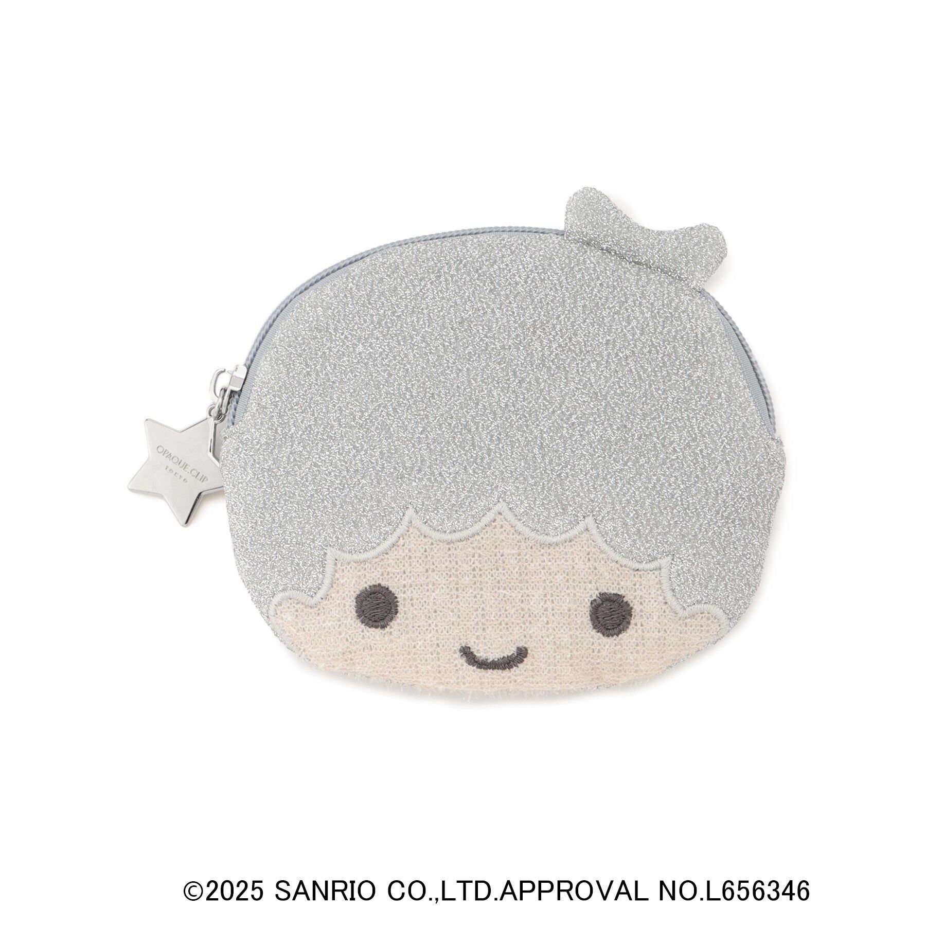 OPAQUE.CLIP「【リトルツインスターズコラボ】キキ＆ララ キキフェイス型フラットポーチ」|ポーチ|シルバー(006)