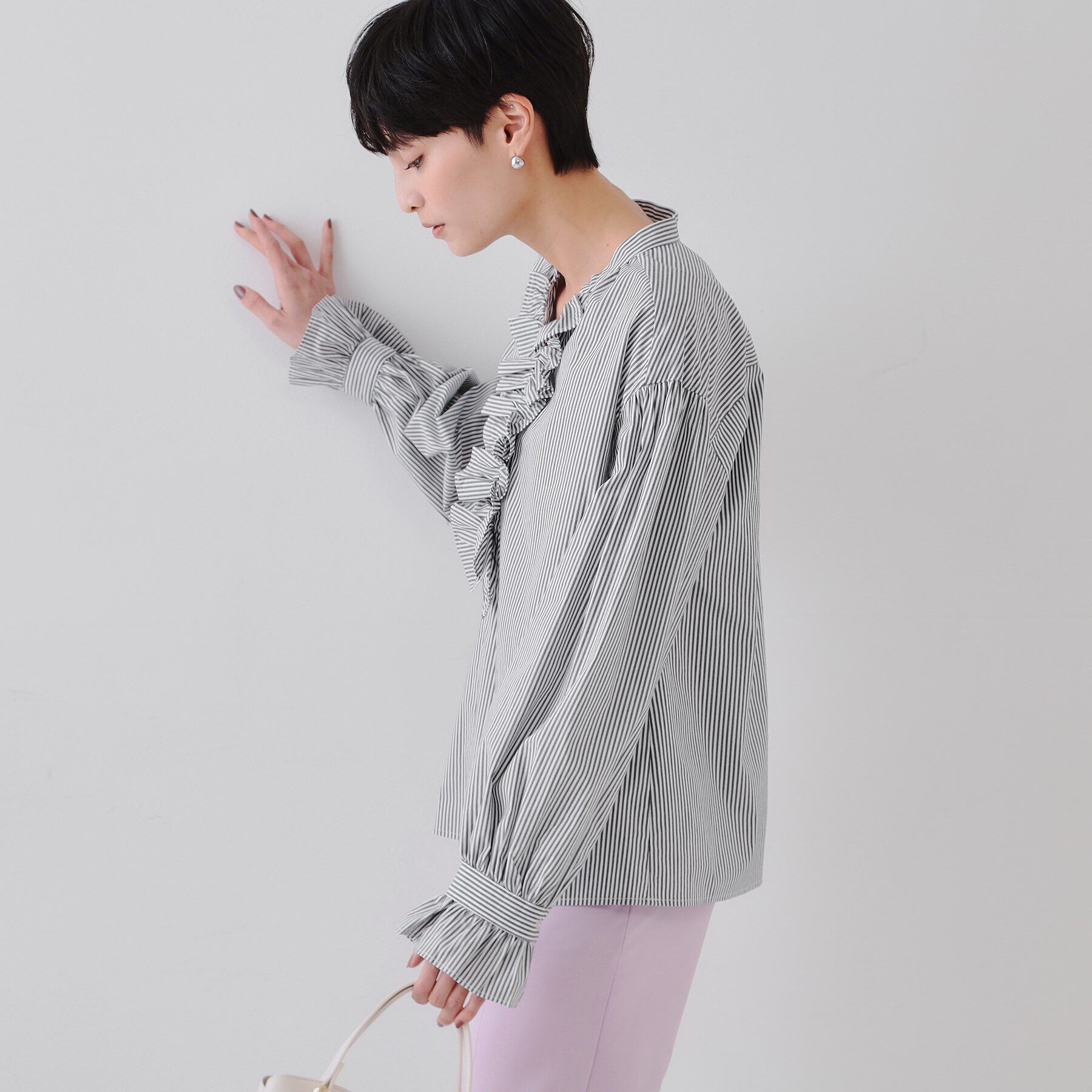 OPAQUE.CLIP「フロントフリルブラウス【洗濯機洗い可】」|シャツ・ブラウス|