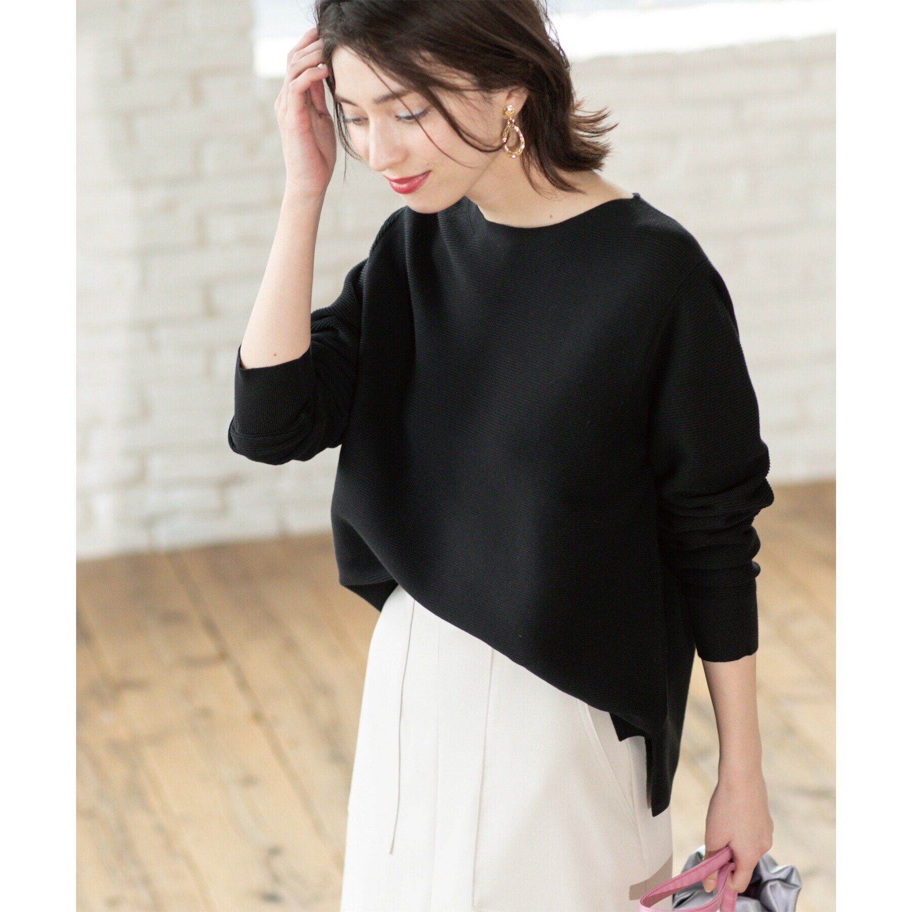 OPAQUE.CLIP「ボートネックニット/オーガニックコットン混【UV/洗濯機洗い可】」|ニット・セーター|