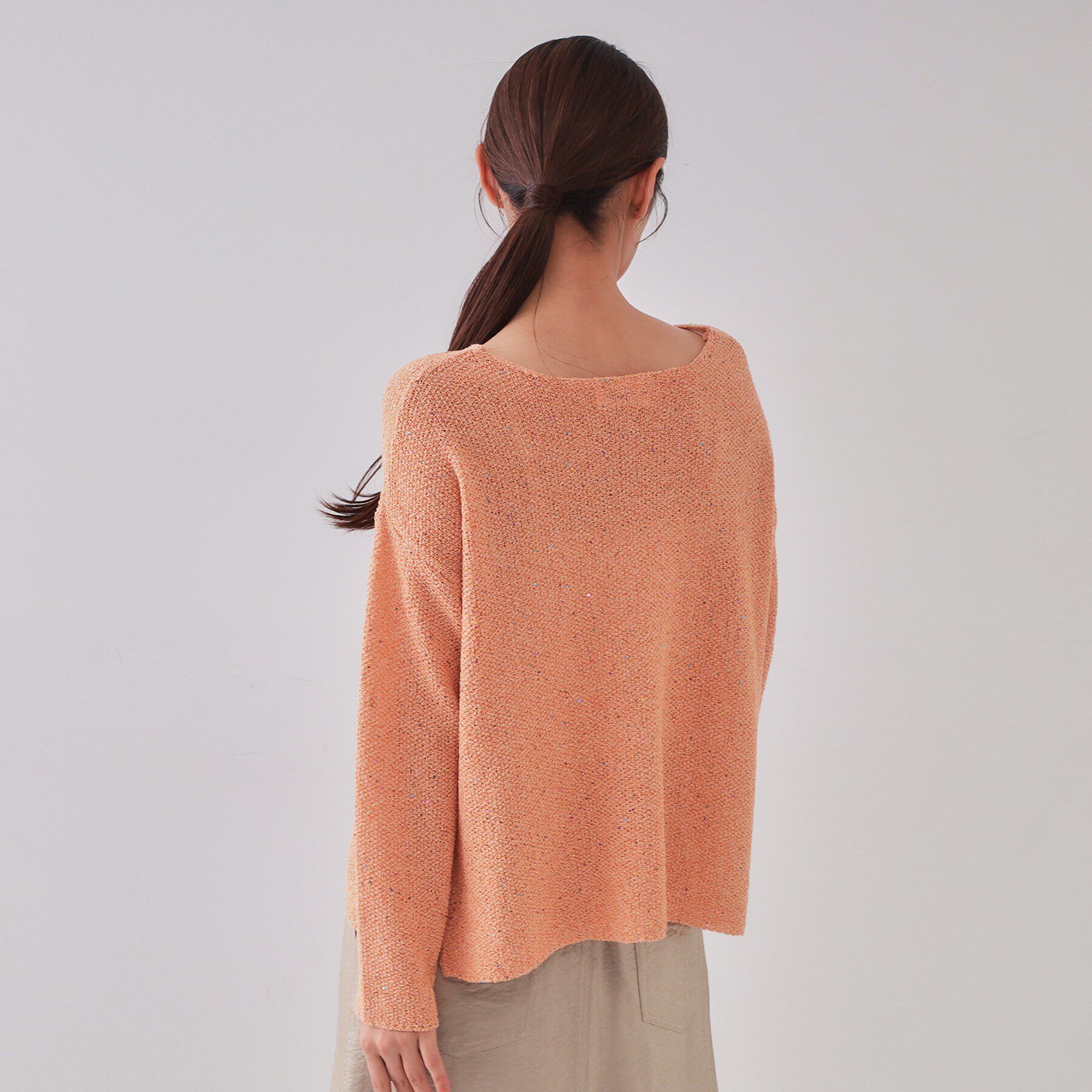 OPAQUE.CLIP「スパンコールボートネックニット【洗濯機洗い可】」|ニット・セーター|