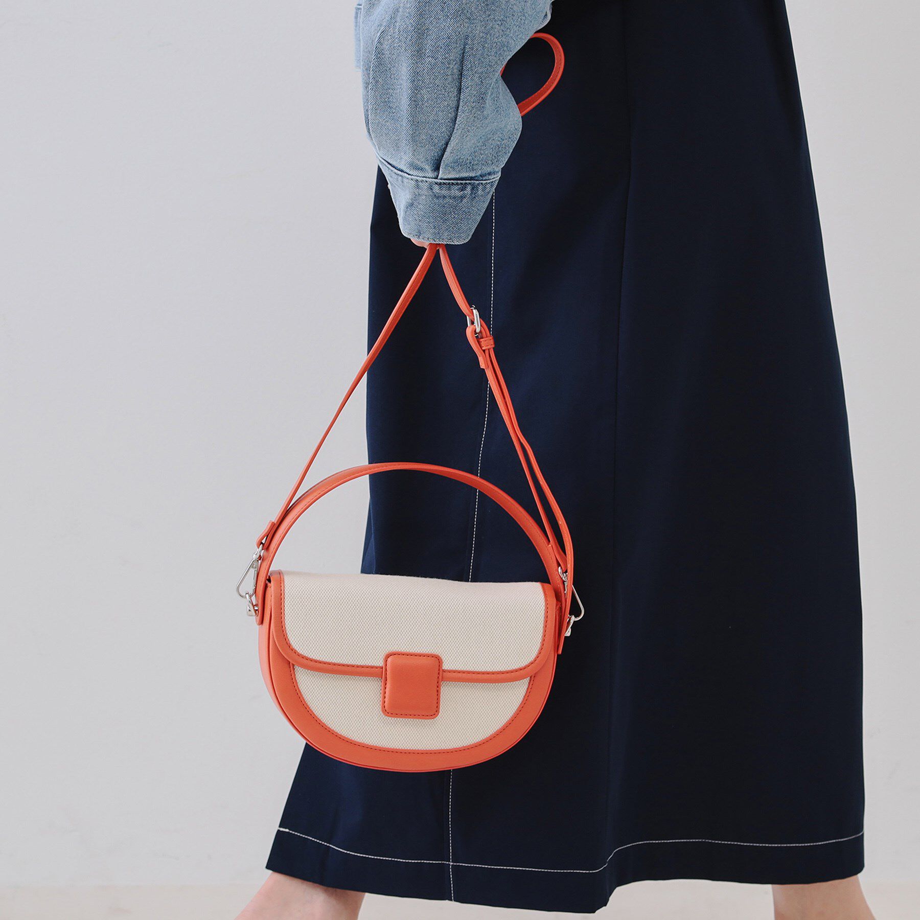 OPAQUE.CLIP「【2WAY】キャンバストリミングデザインバッグ」|ショルダー・メッセンジャー|オレンジ(067)