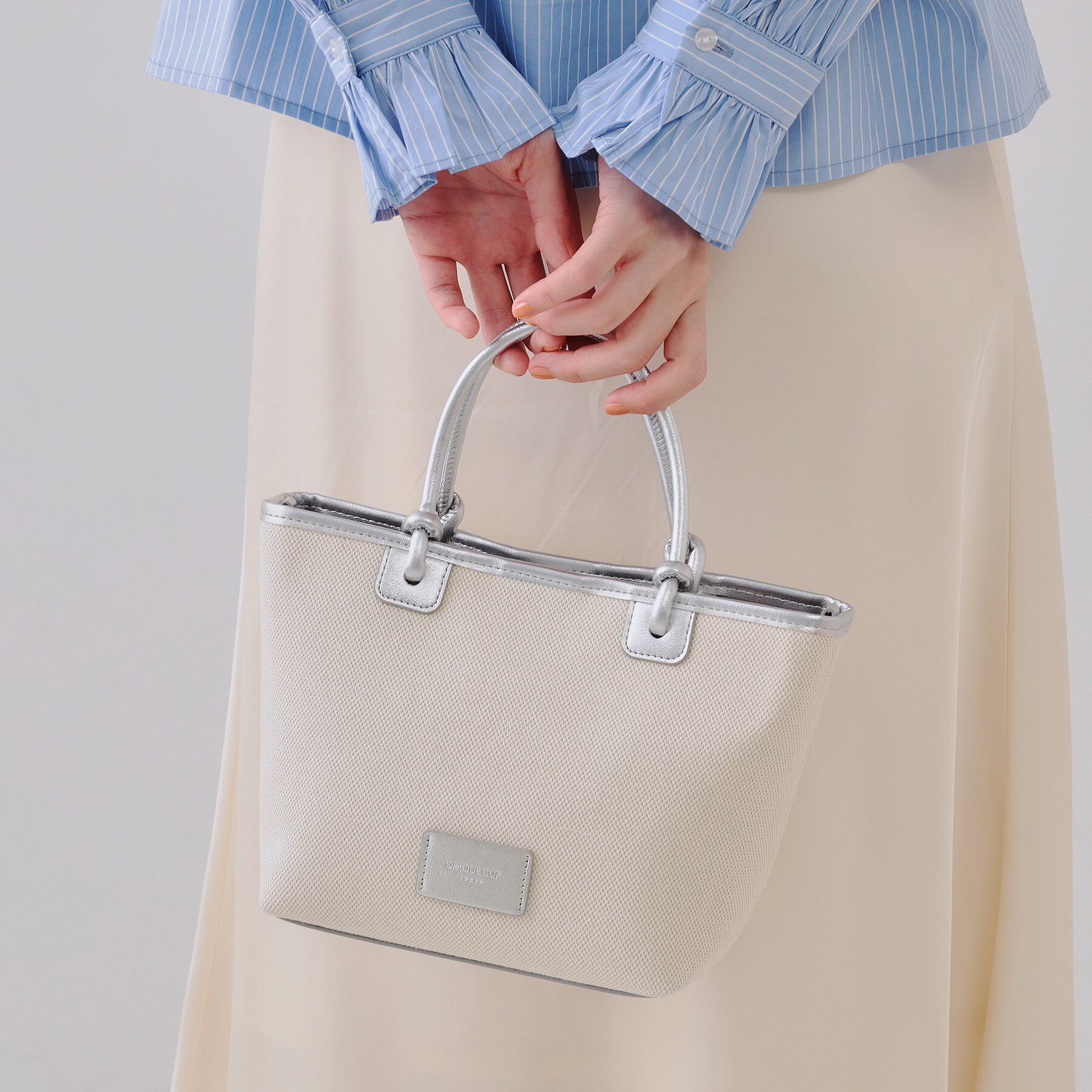 OPAQUE.CLIP「【2WAY】キャンバストリミングトートバッグ」|トートバッグ|シルバー(006)