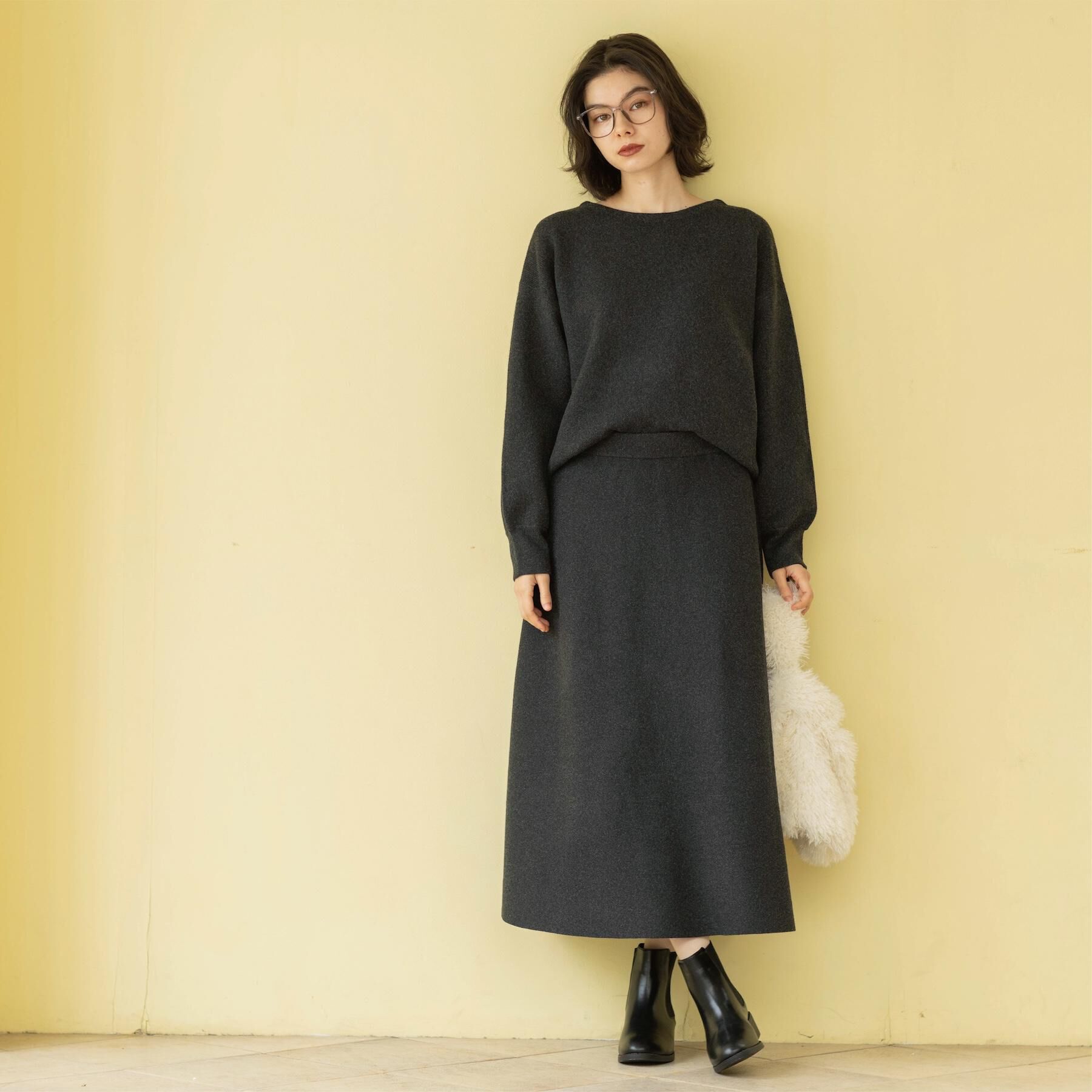 OPAQUE.CLIP「サイド編地切替ニットトップス/セットアップ対応【洗濯機OK】」|ニット・セーター|