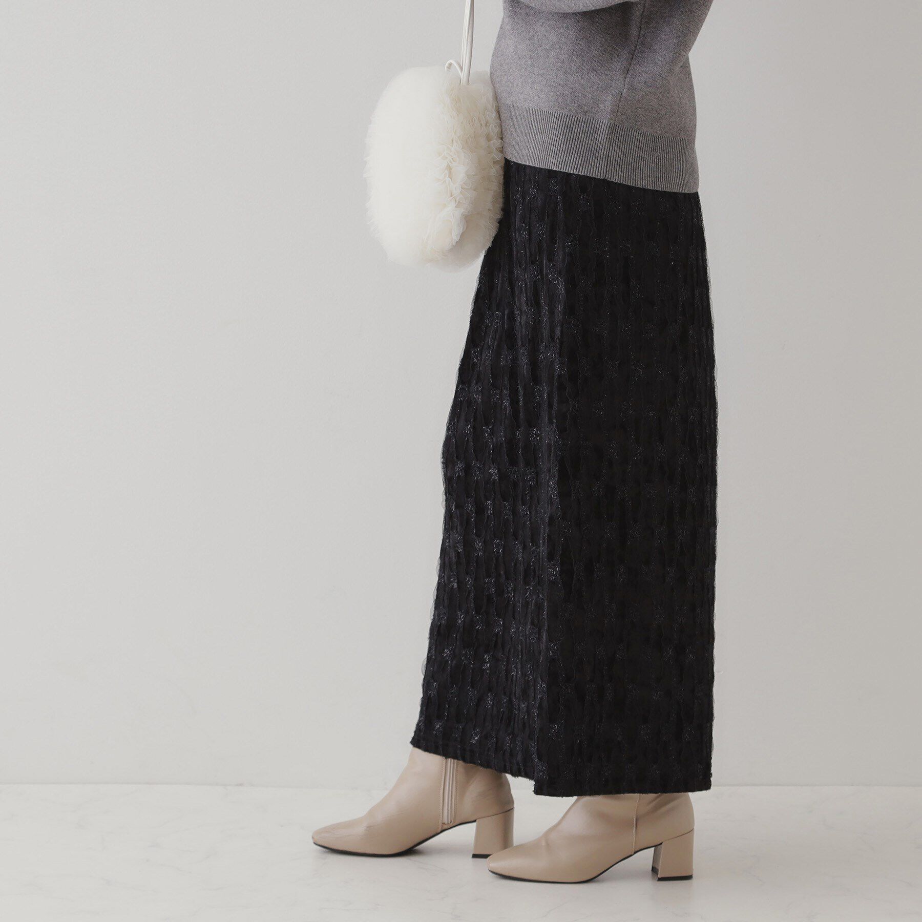 Couture broach「チュールレースベロアナロースカート」|スカート|