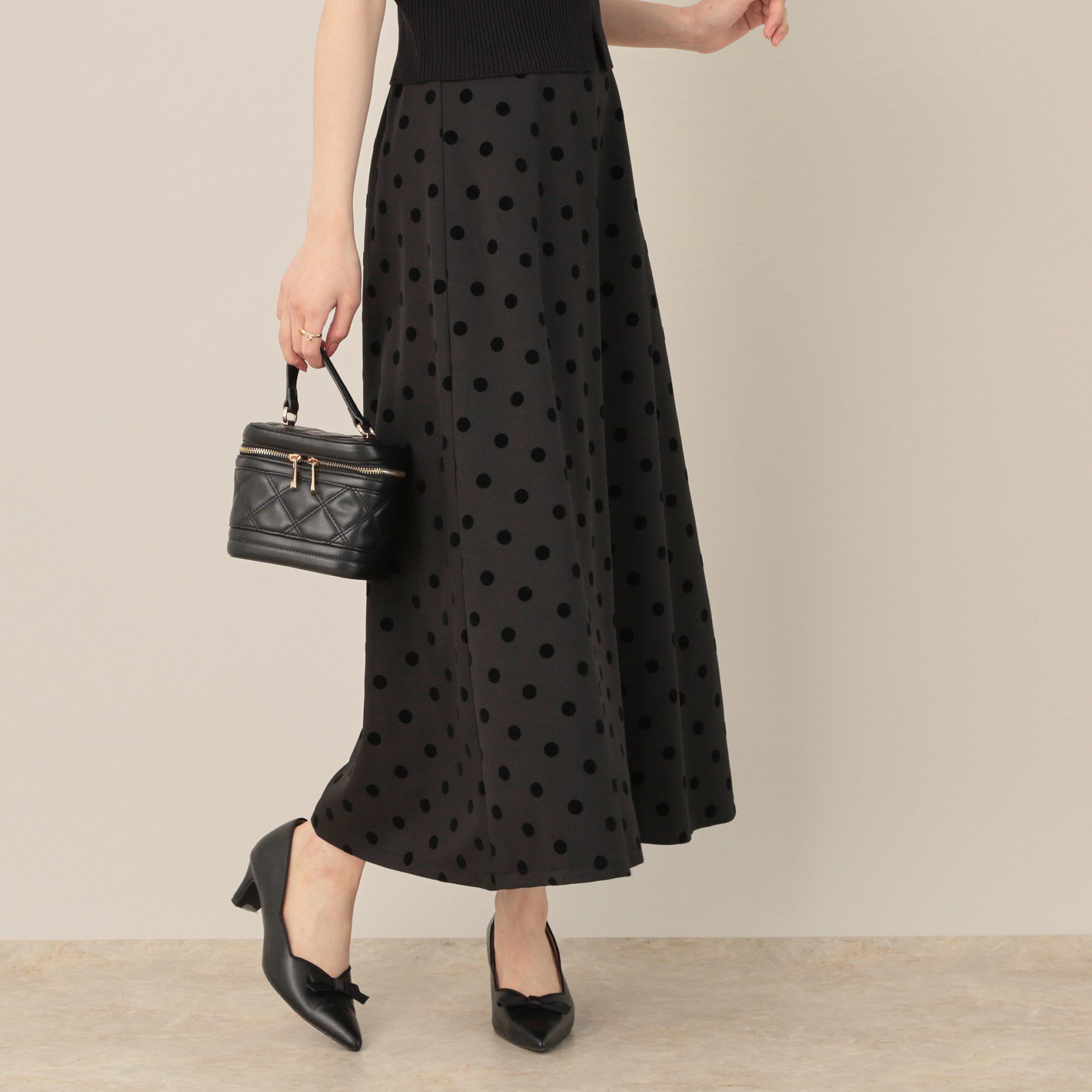 Couture broach「フロッキードットフレアスカート」|スカート|