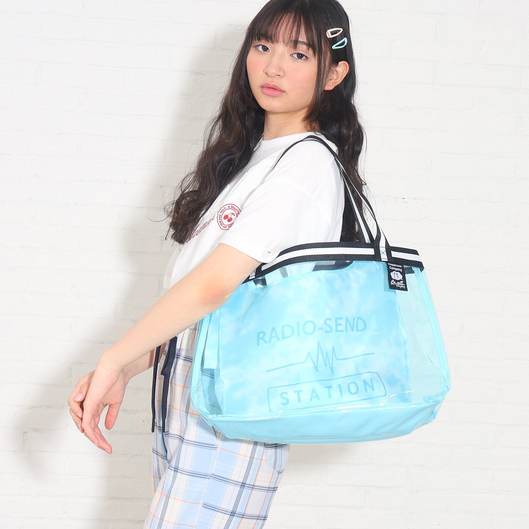 PINK-latte「【プールグッズ】エコバッグ付きクリアトート」|トートバッグ|ライトブルー(091