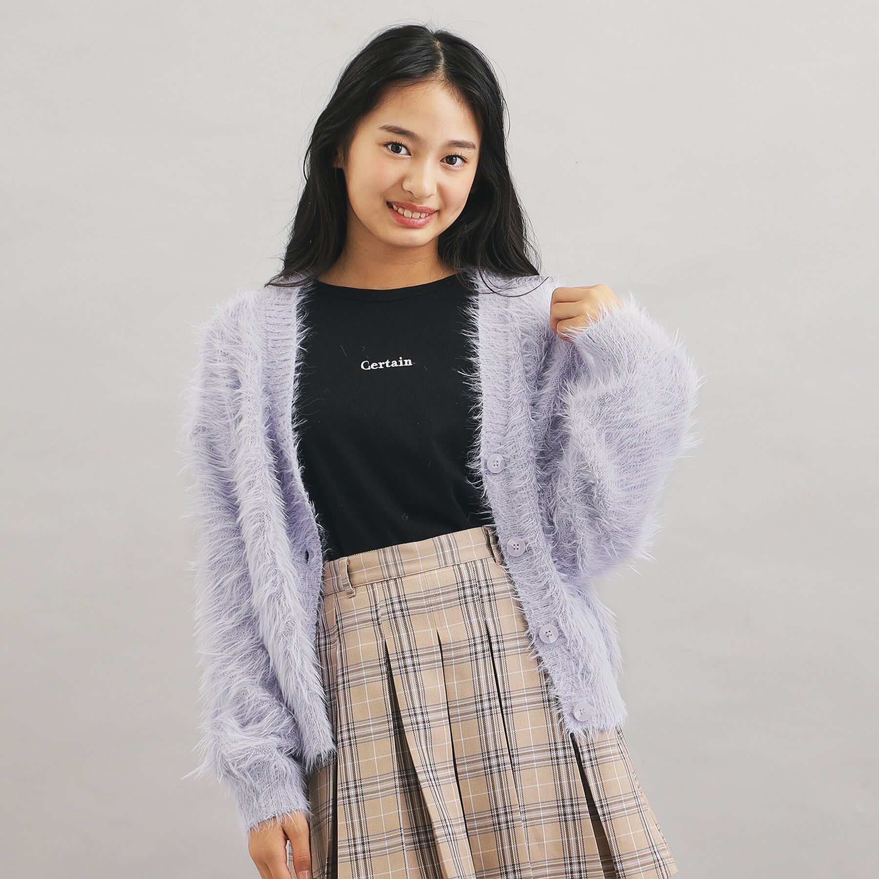 PINK-latte「ウォッシャブルロゴシャギーニットカーディガン」|カーディガン|