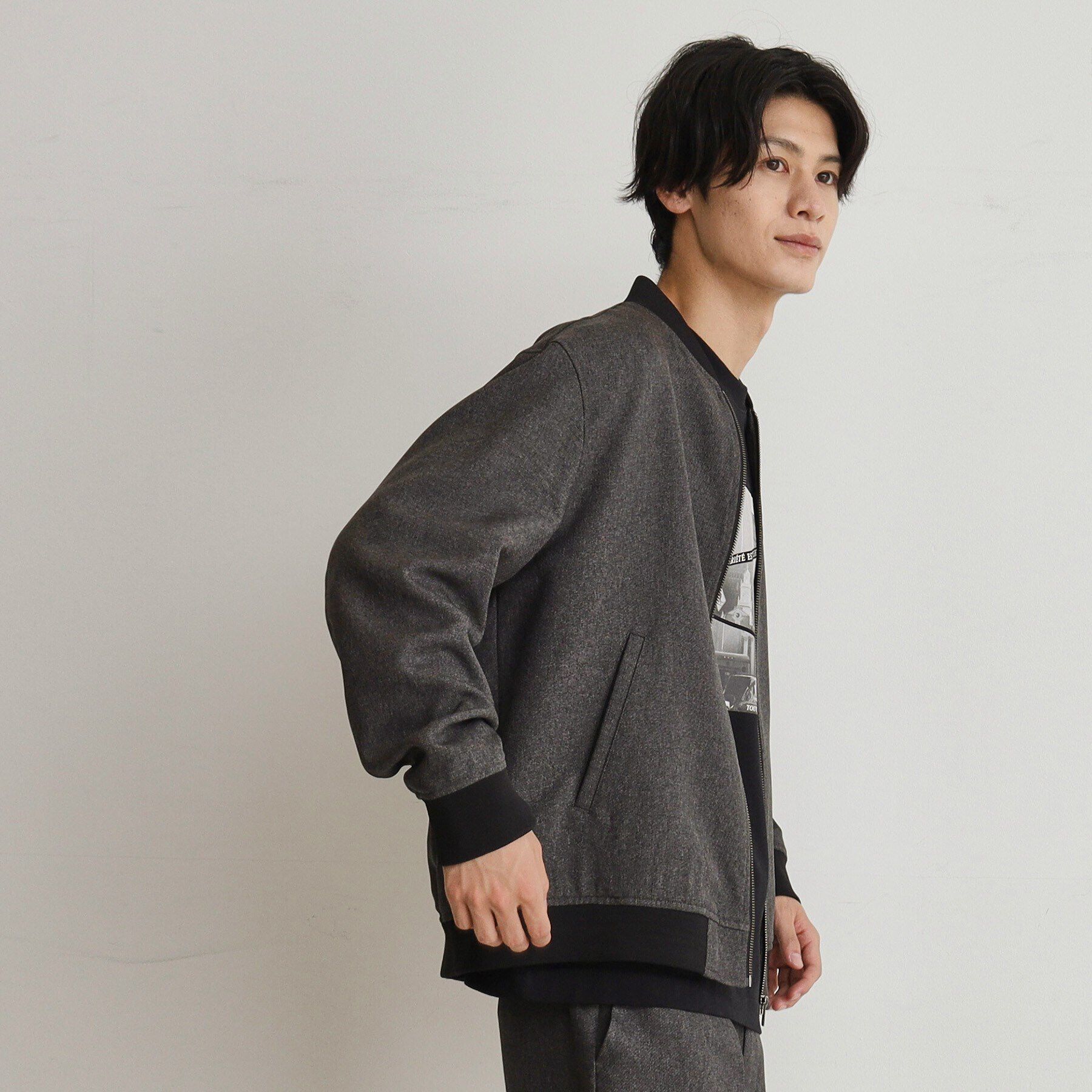 THE SHOP TK「【セットアップ可】シャークスキンリブブルゾン」|ブルゾン・スタジャン|