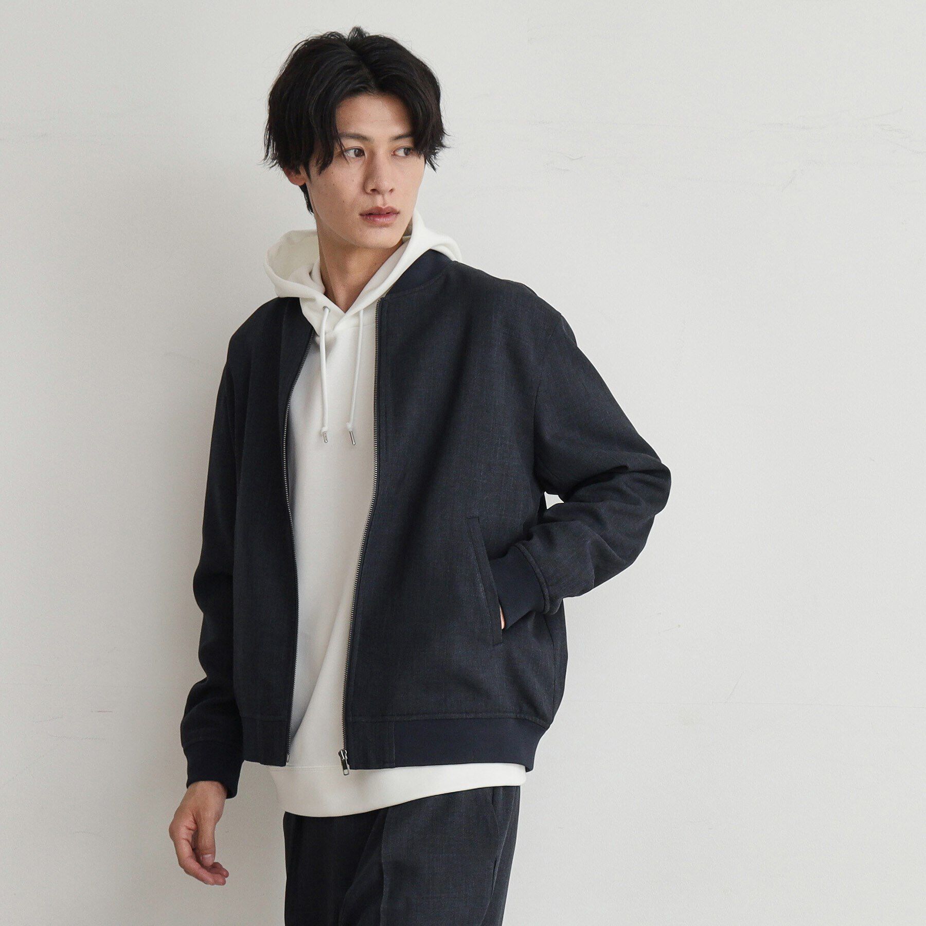 THE SHOP TK「【セットアップ可】シャークスキンリブブルゾン」|ブルゾン・スタジャン|