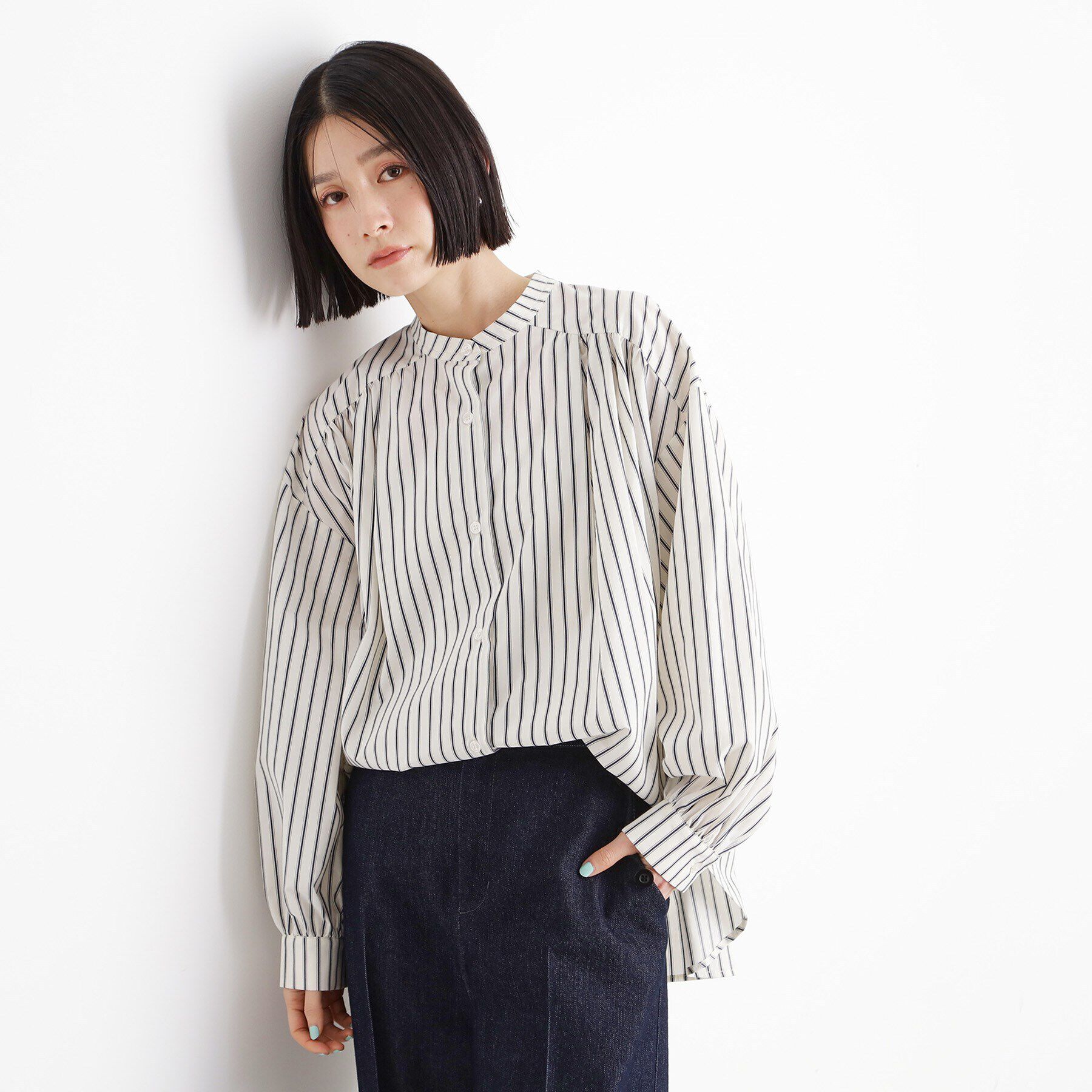 THE SHOP TK「バックシャーリングシャツ【洗える】」|シャツ・ブラウス|アイボリー(304)