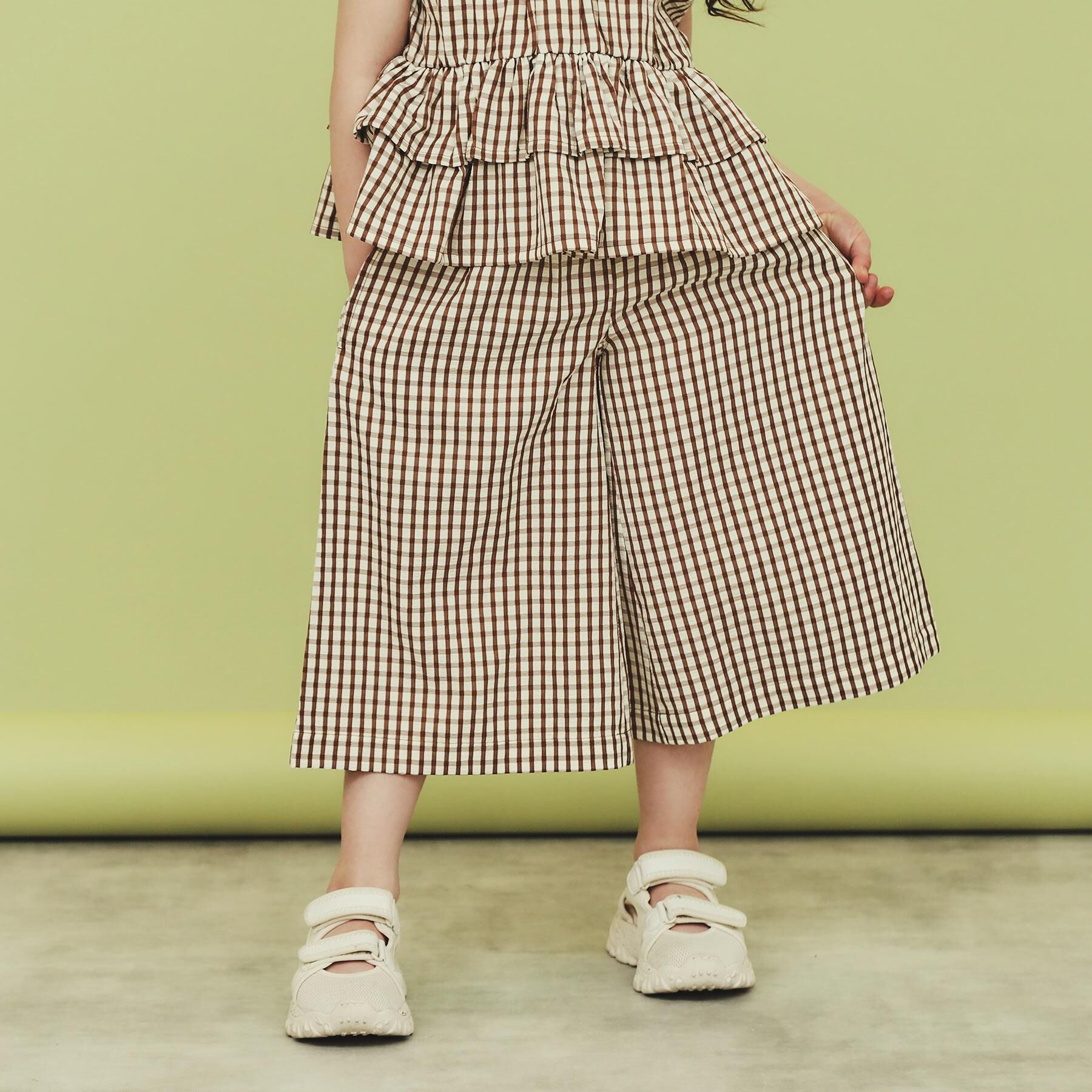 THE SHOP TK「【110-150】ギンガムチェック柄パンツ/セットアップ可・洗濯機OK」|その他|キャメルブラウン(2