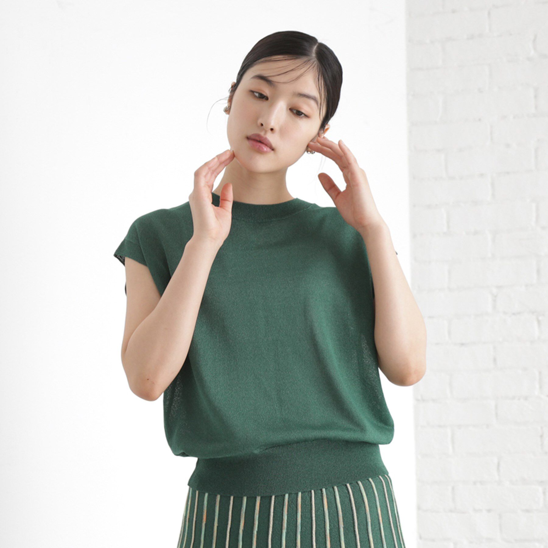 THE SHOP TK「ラメシアーフレンチ袖トップス【セットUP可/洗濯機OK】」|ニット・セーター|