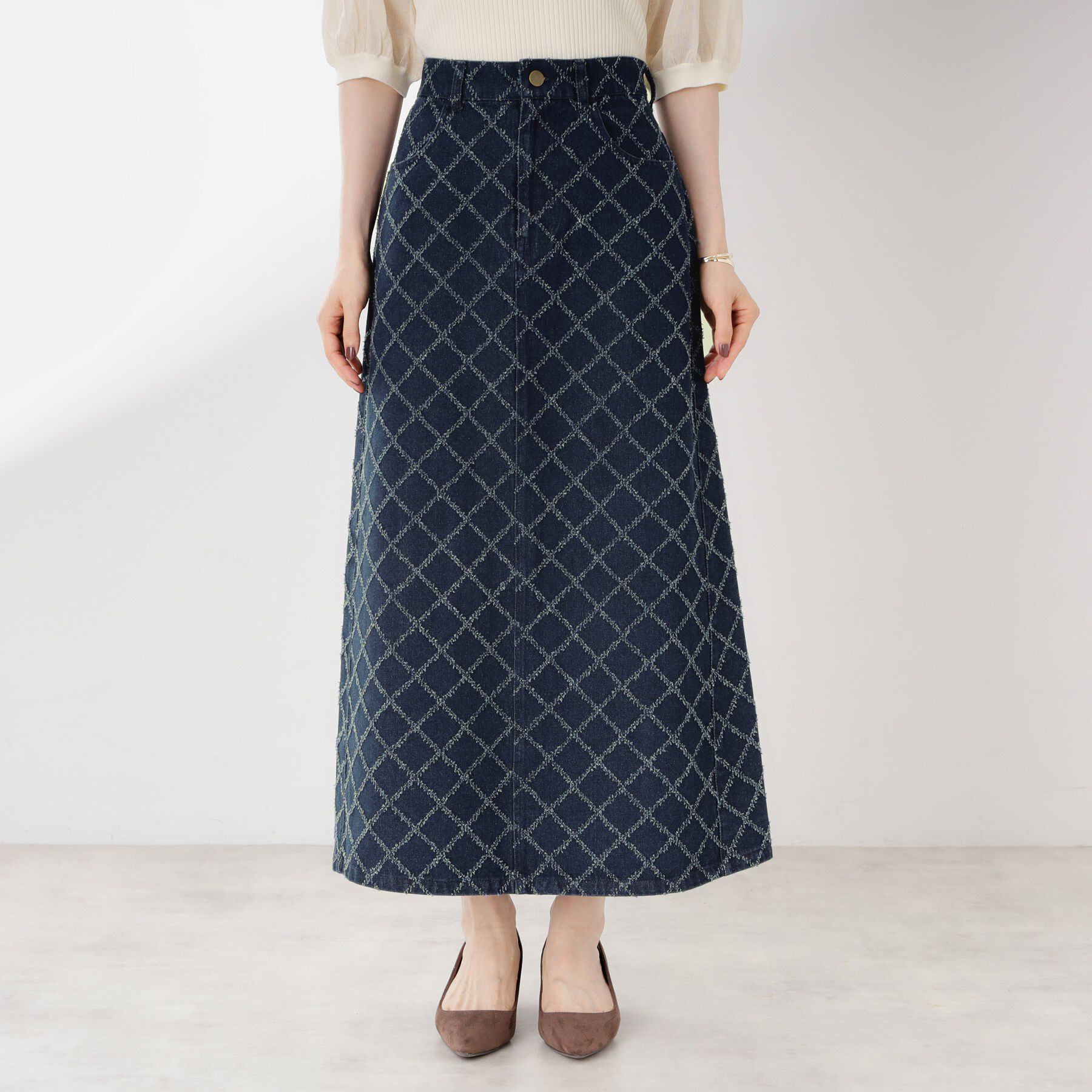 THE SHOP TK「ジャカードデニムロングスカート【洗濯機OK】」|スカート|