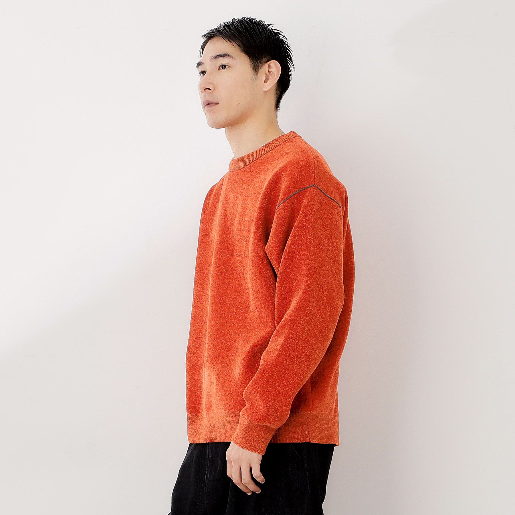 THE SHOP TK「【包み込まれるような柔らかさ】配色モールニット 洗濯機OK」|ニット・セーター|