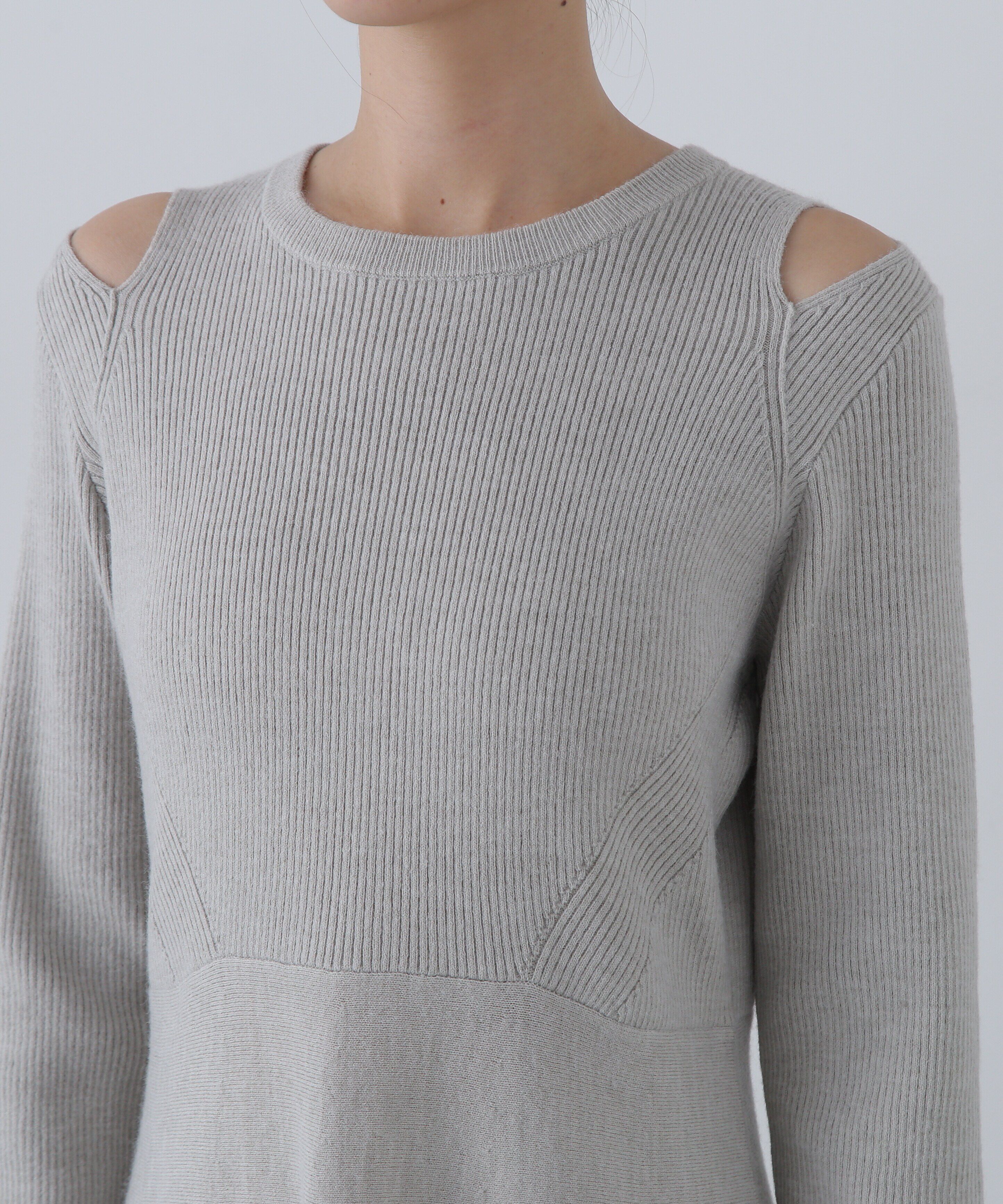  「オープンショルダーニットワンピース」|ワンピース|