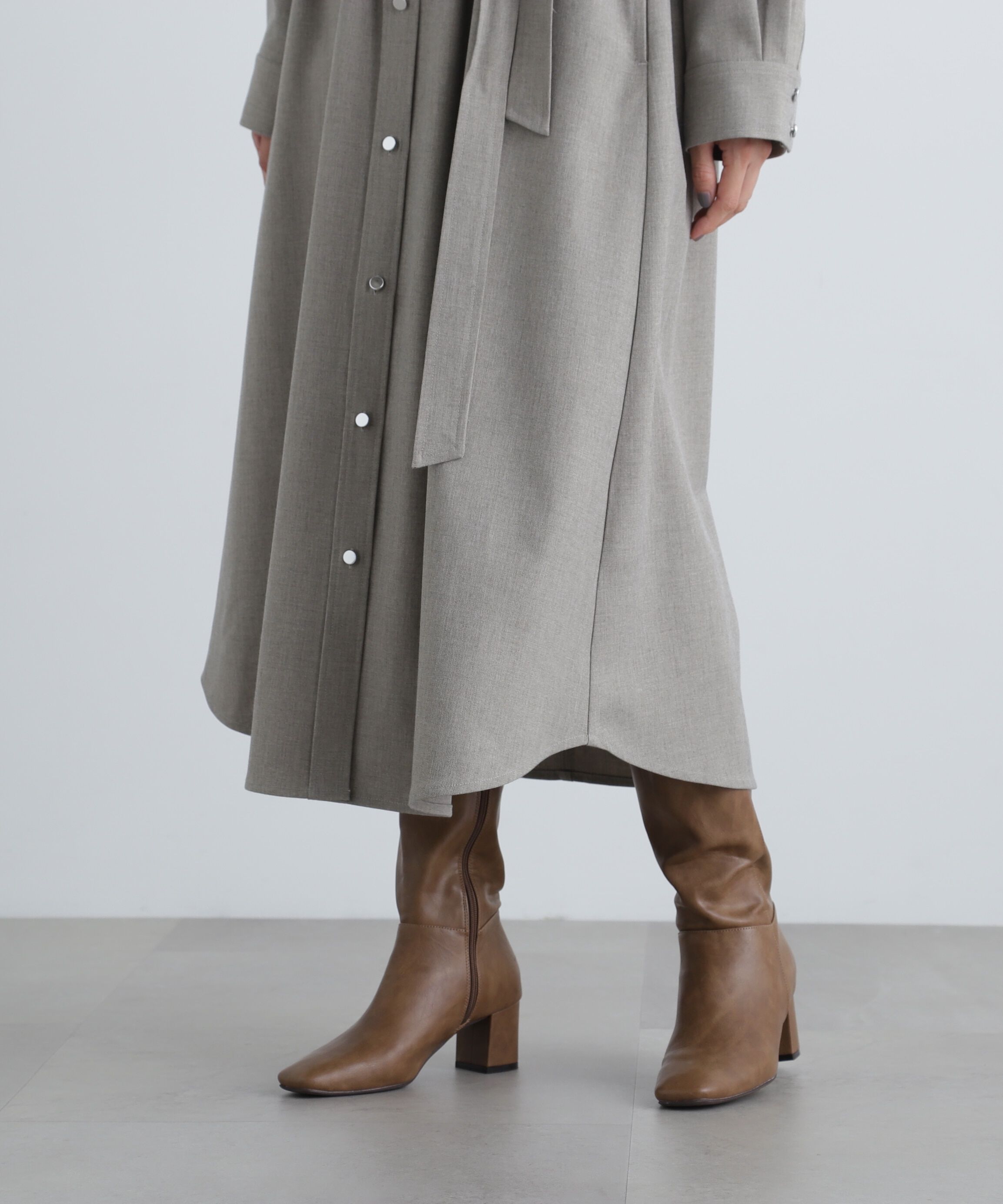  「リボンベルト付シャツワンピース」|ワンピース|