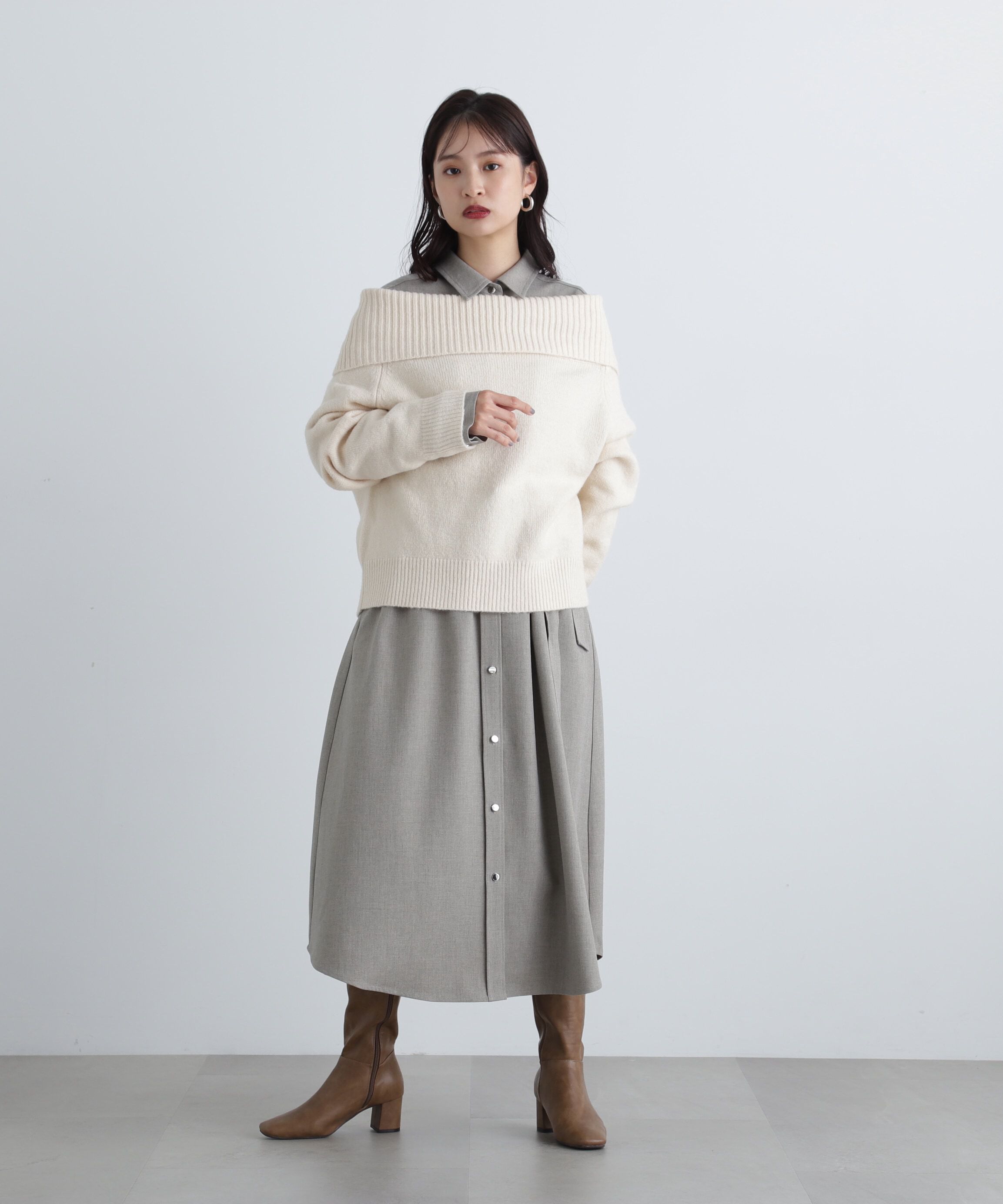  「リボンベルト付シャツワンピース」|ワンピース|