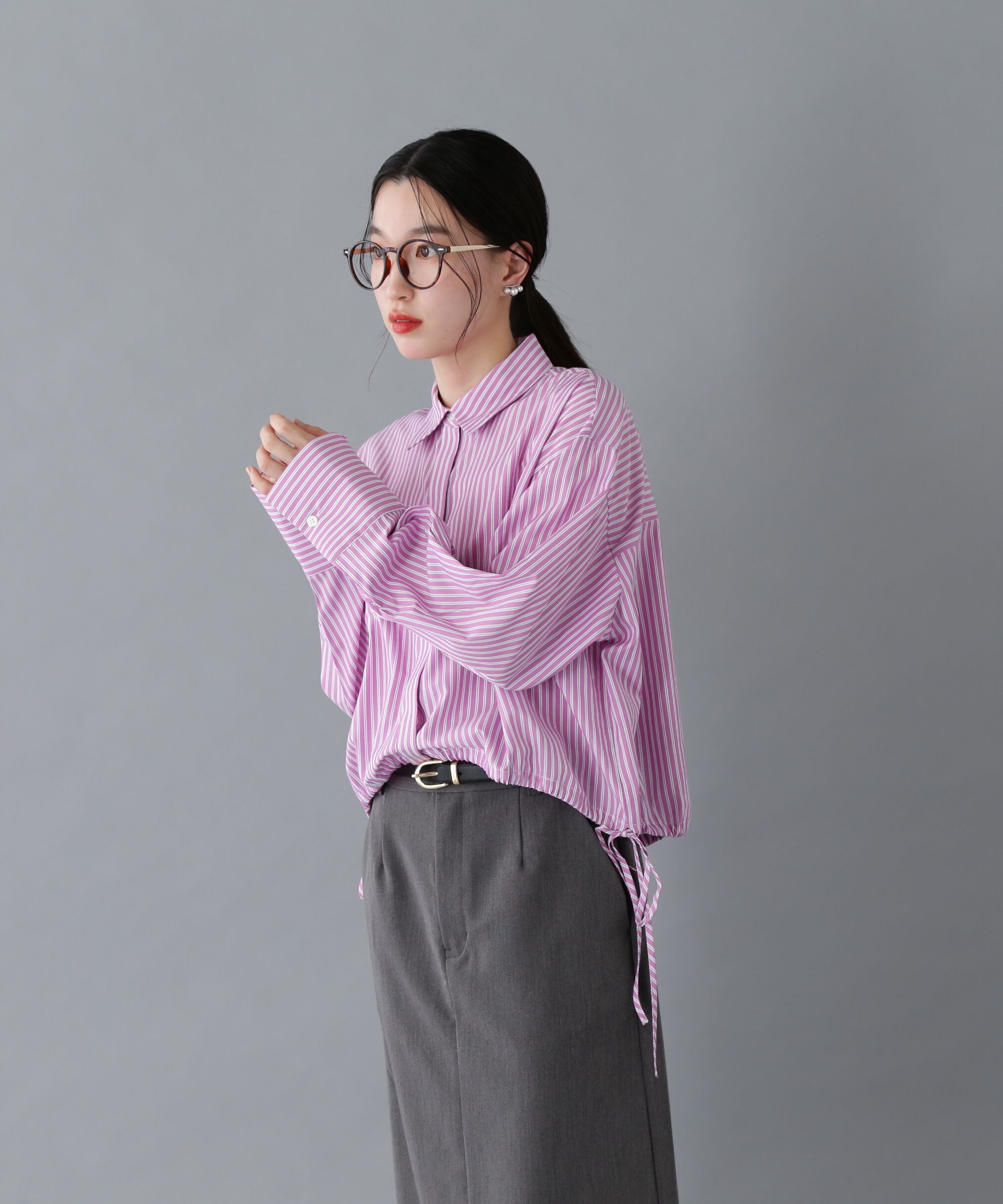  「ドローストリングストライプシャツ」|シャツ・ブラウス|