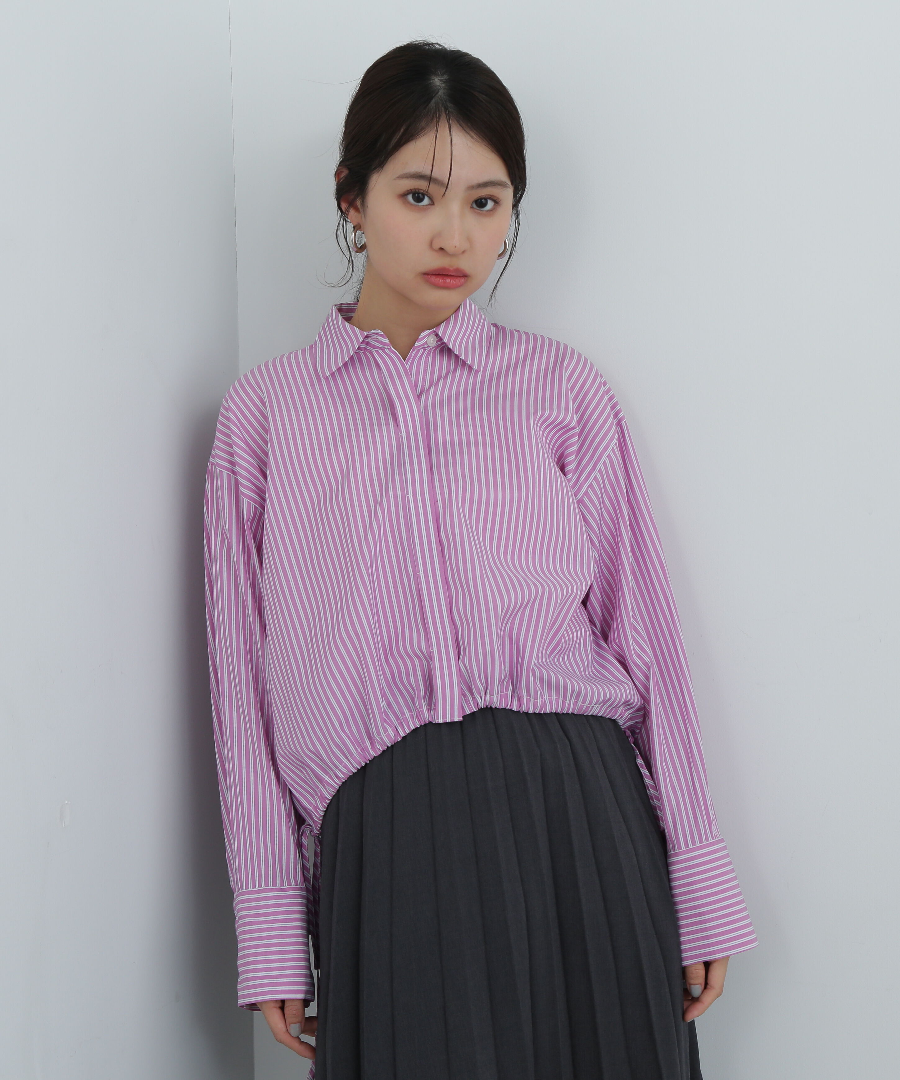  「ドローストリングストライプシャツ」|シャツ・ブラウス|