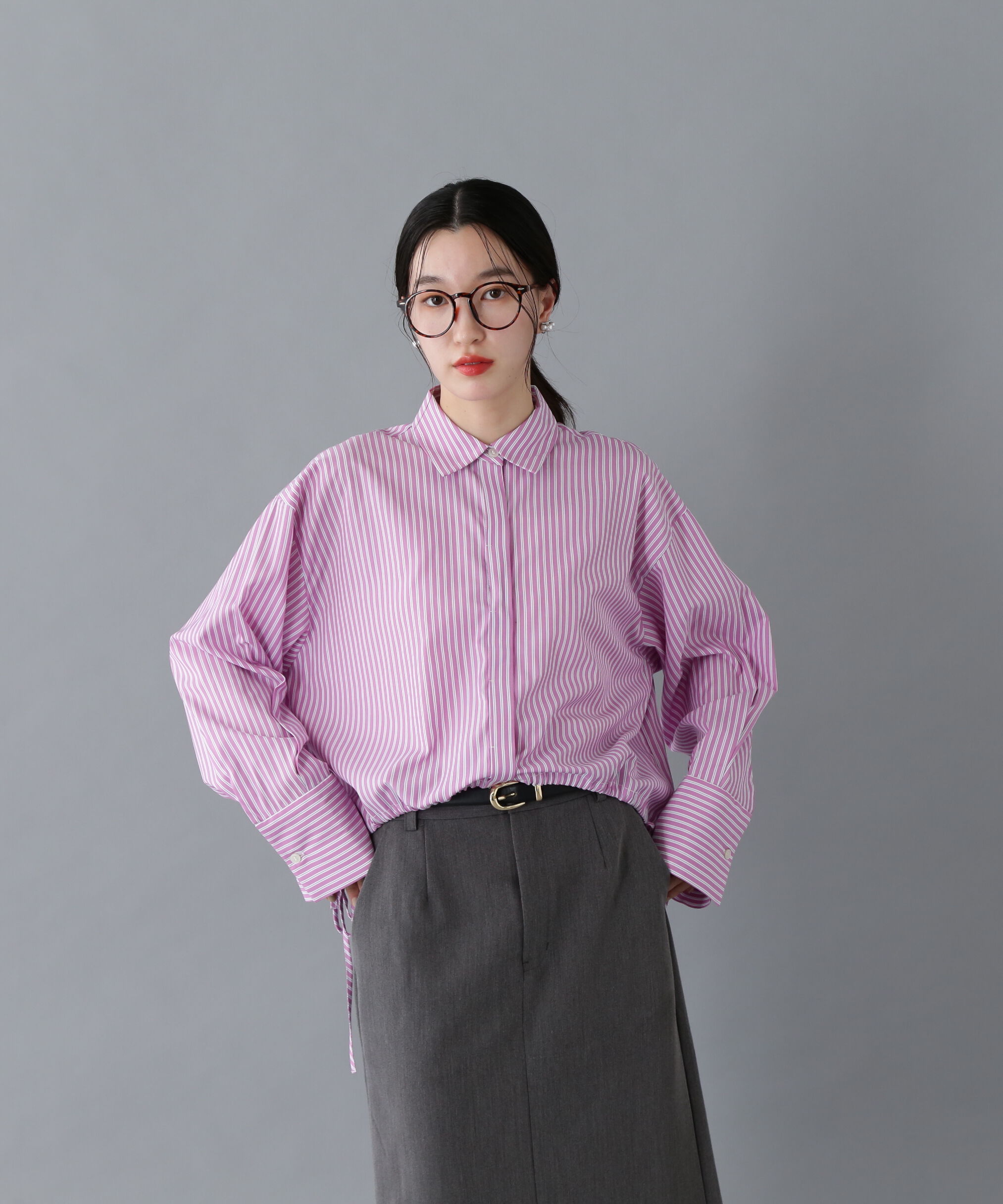  「ドローストリングストライプシャツ」|シャツ・ブラウス|