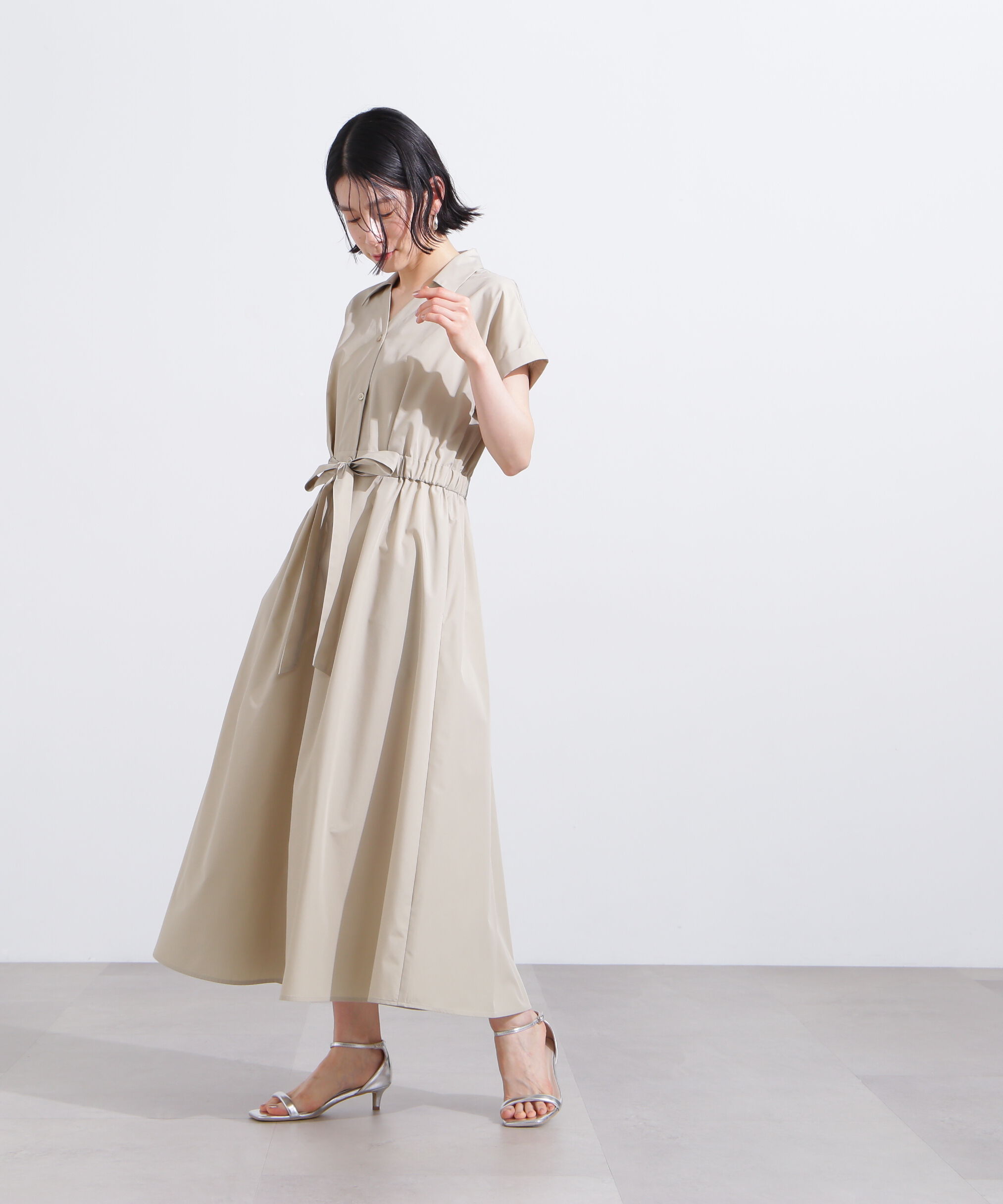  「オープンカラーシャツワンピース」|ワンピース|