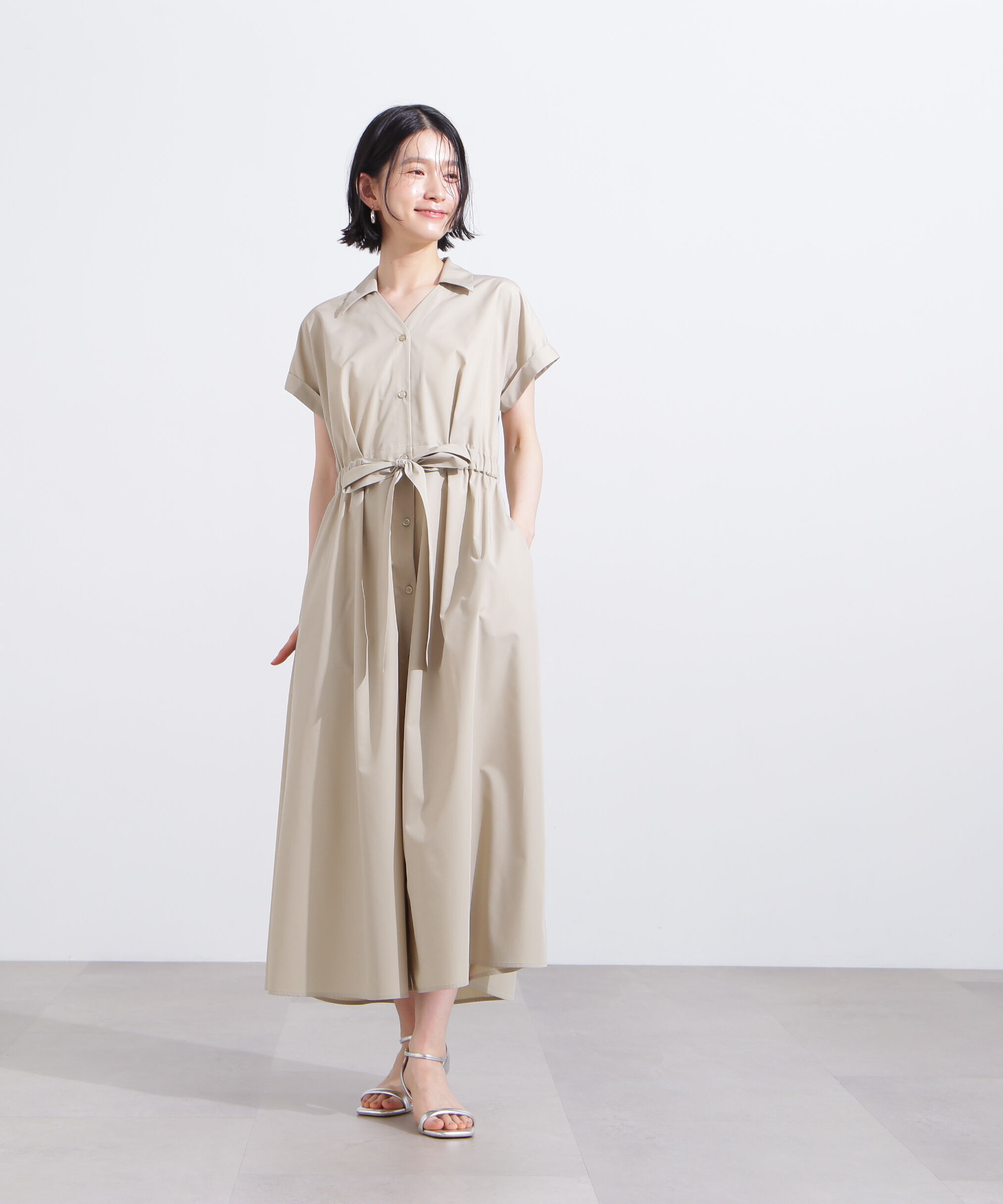  「オープンカラーシャツワンピース」|ワンピース|
