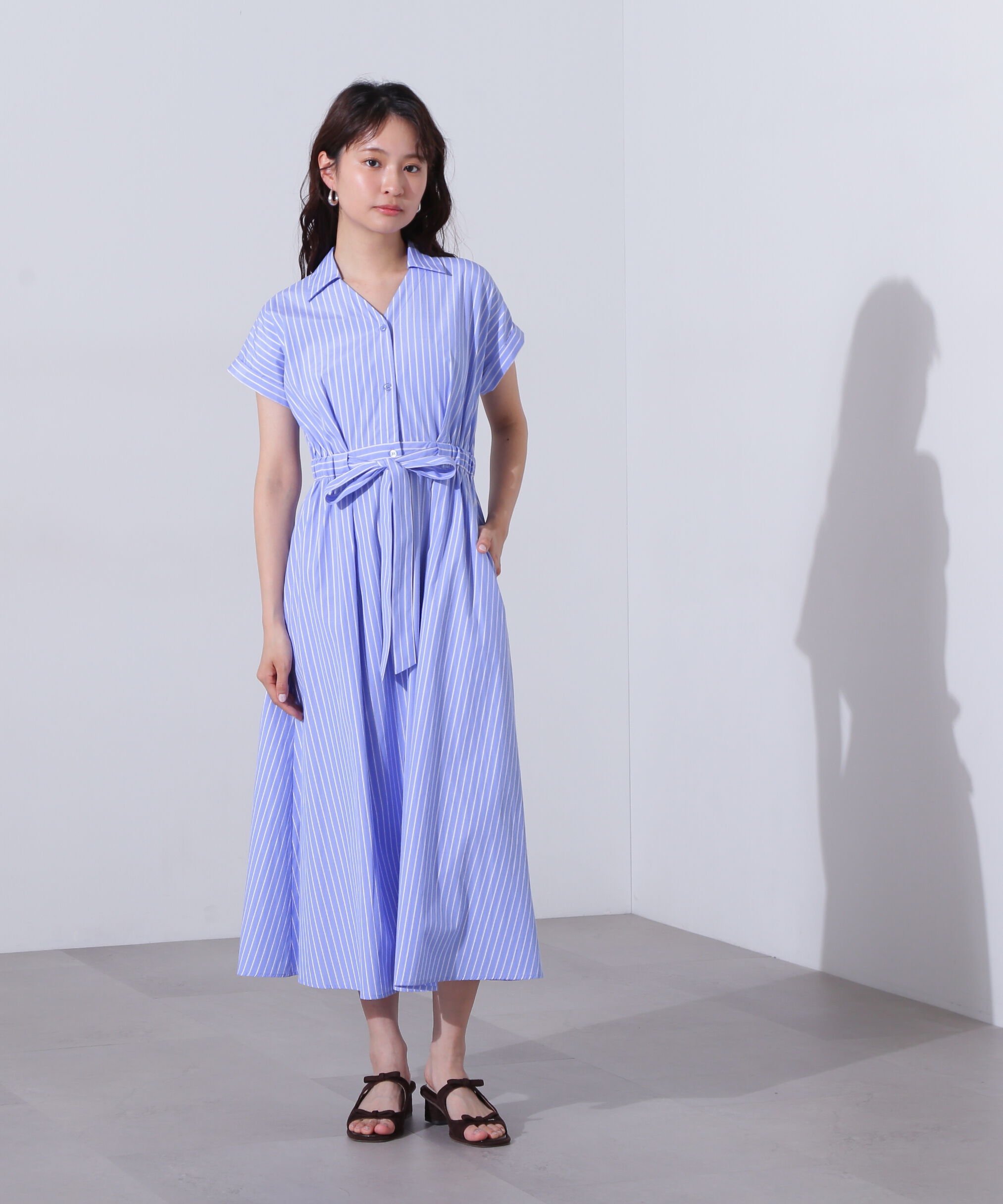  「オープンカラーシャツワンピース」|ワンピース|